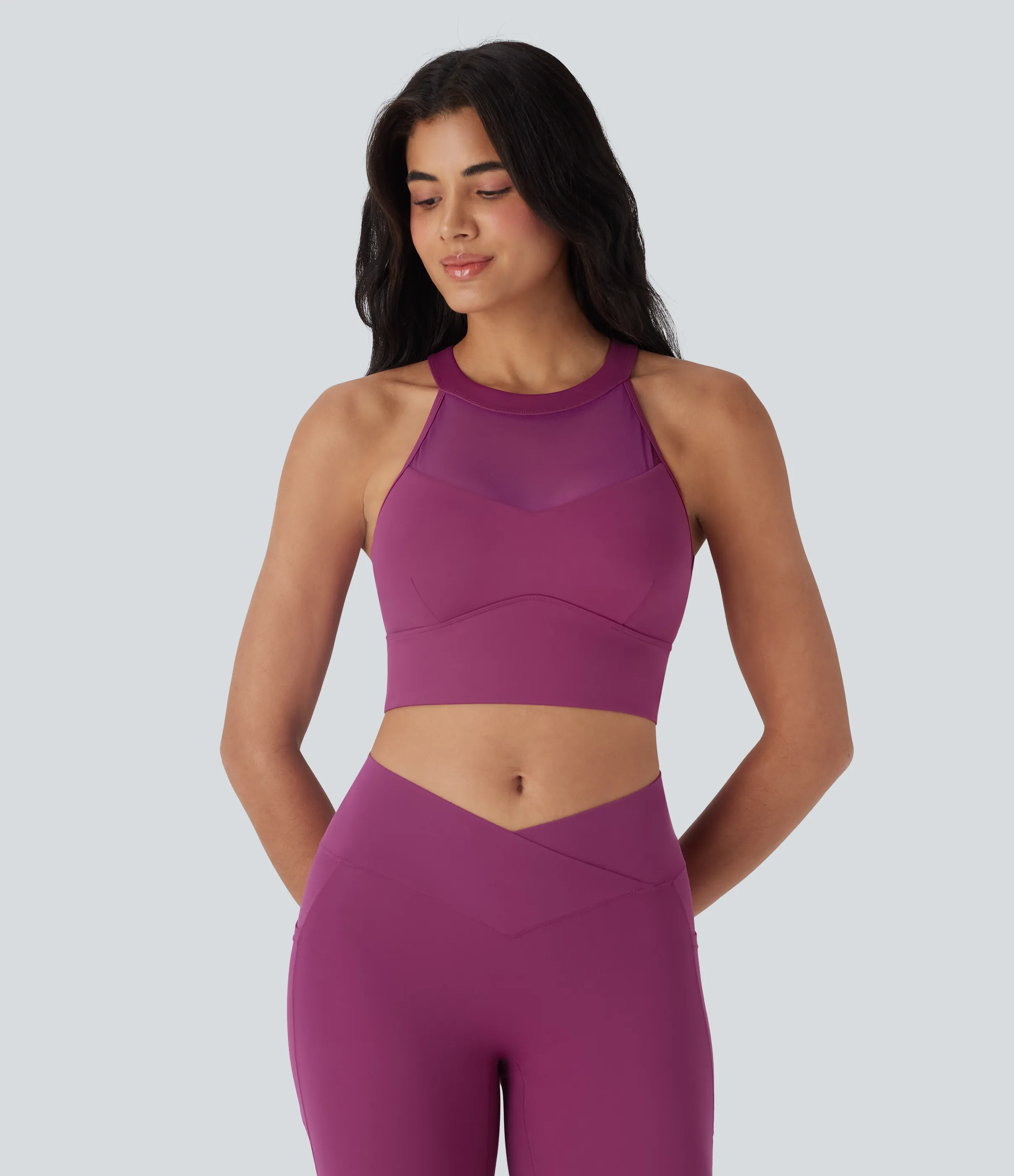 Halara Camiseta Softlyzero™ Plush sin mangas yoga espalda cruzada sin espalda malla contrastante - Ume Purple - XL sold by Halara product image thumbnail 3