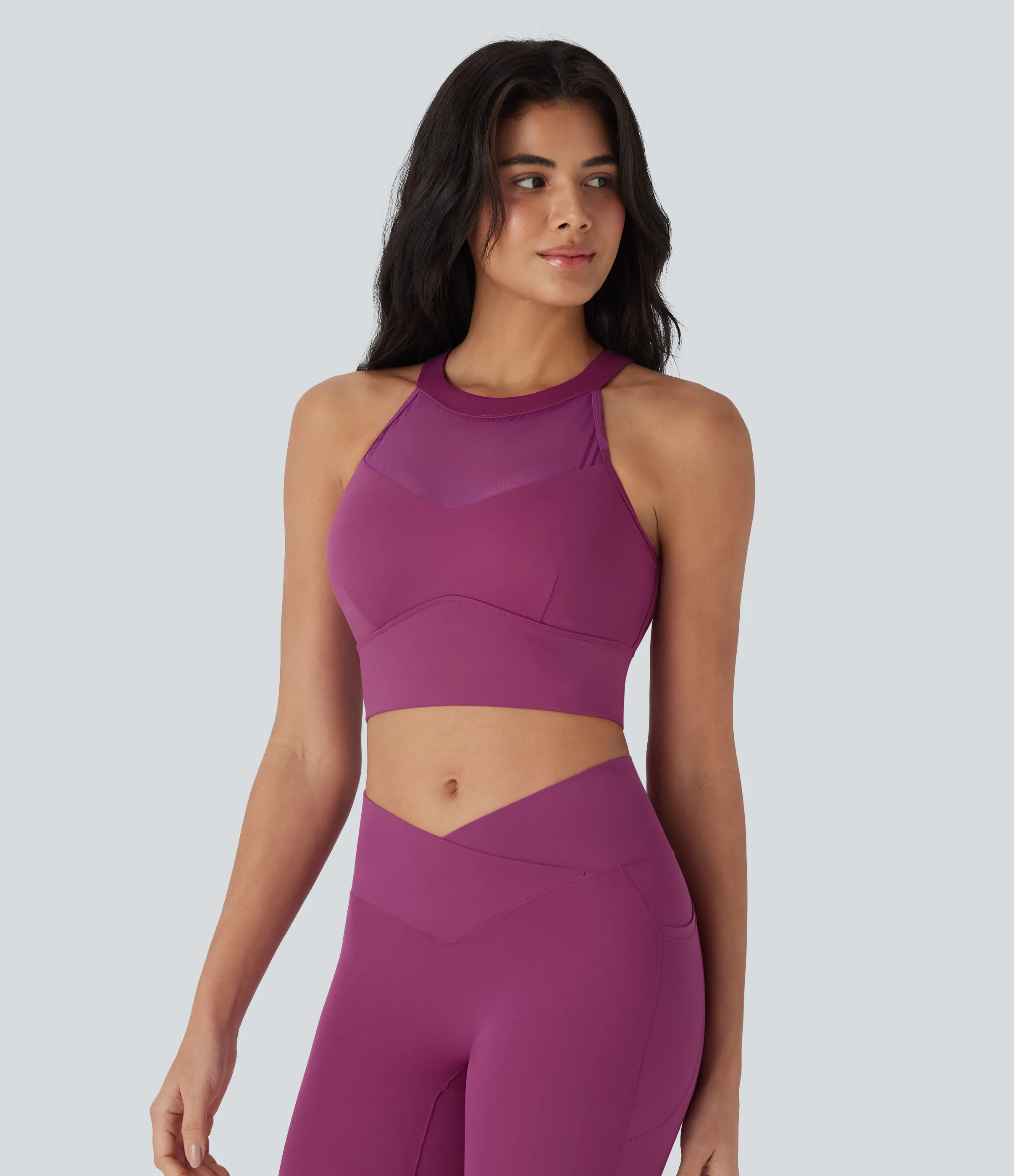 Halara Camiseta Softlyzero™ Plush sin mangas yoga espalda cruzada sin espalda malla contrastante - Ume Purple - XL sold by Halara product image thumbnail 4