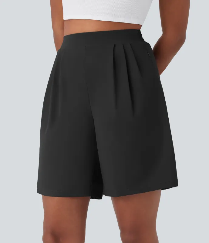 Halara Bermudas oficina bolsillo lateral cremallera tiro alto - Black - L sold by Halara