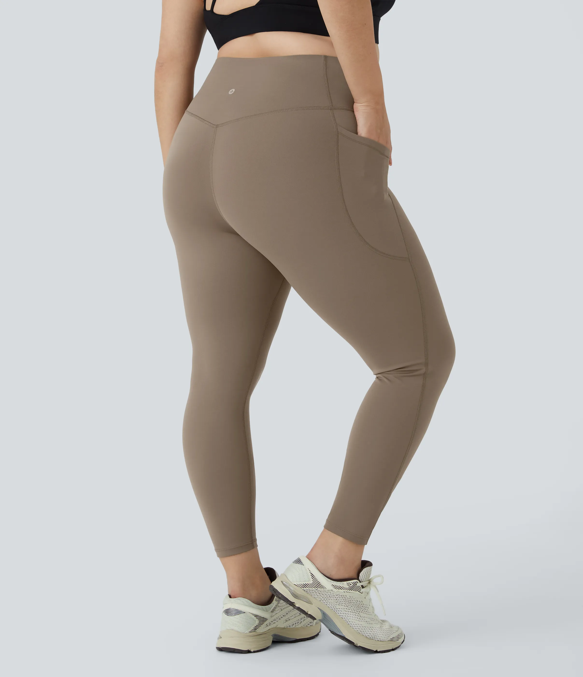 Halara Leggings SoCinched talla grande entrenamiento bolsillo lateral moldeador abdomen tiro alto - Dawn Brown - 3X(7/8) sold by Halara product image thumbnail 4