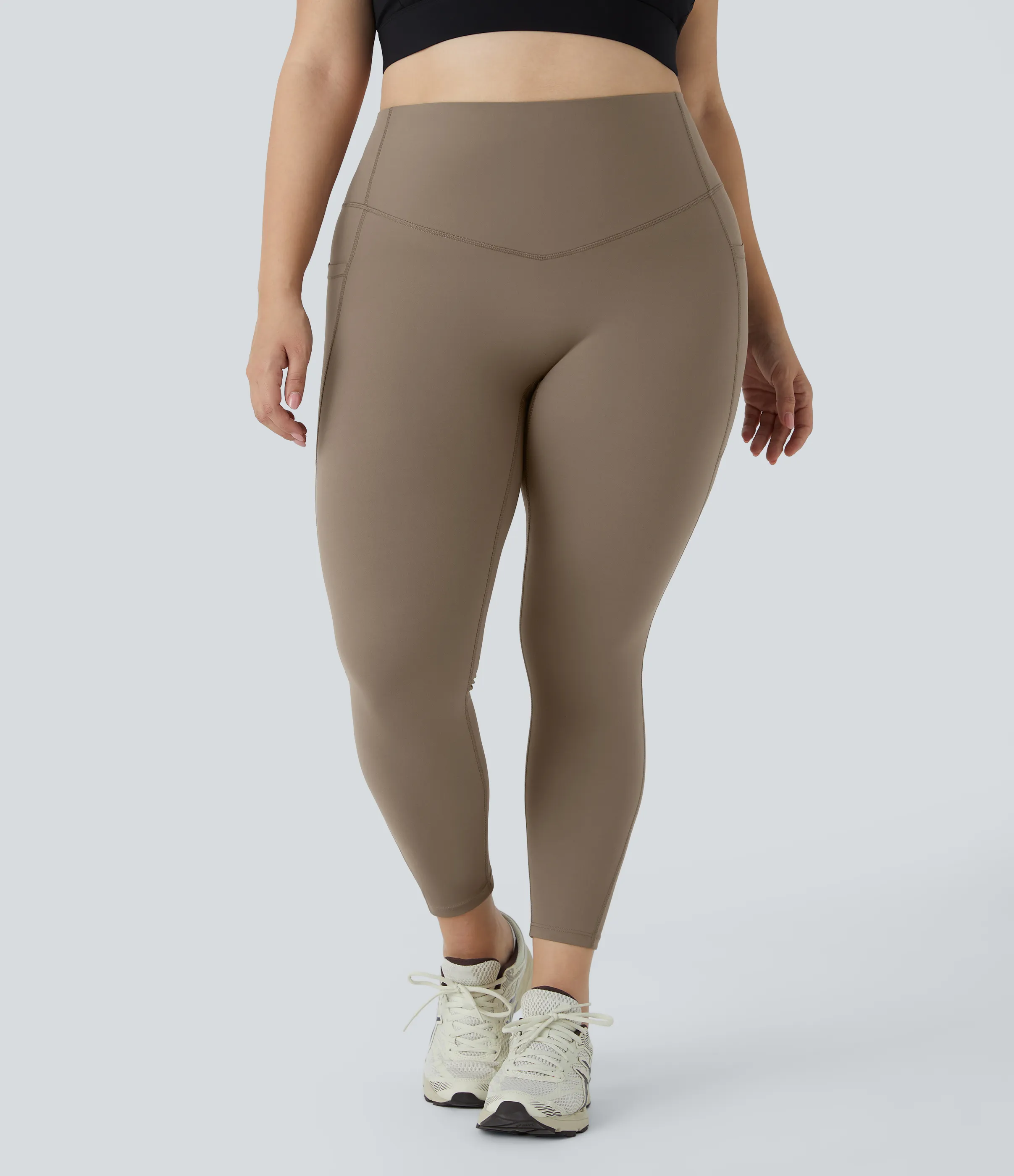 Halara Leggings SoCinched talla grande entrenamiento bolsillo lateral moldeador abdomen tiro alto - Dawn Brown - 3X(7/8) sold by Halara product image thumbnail 5