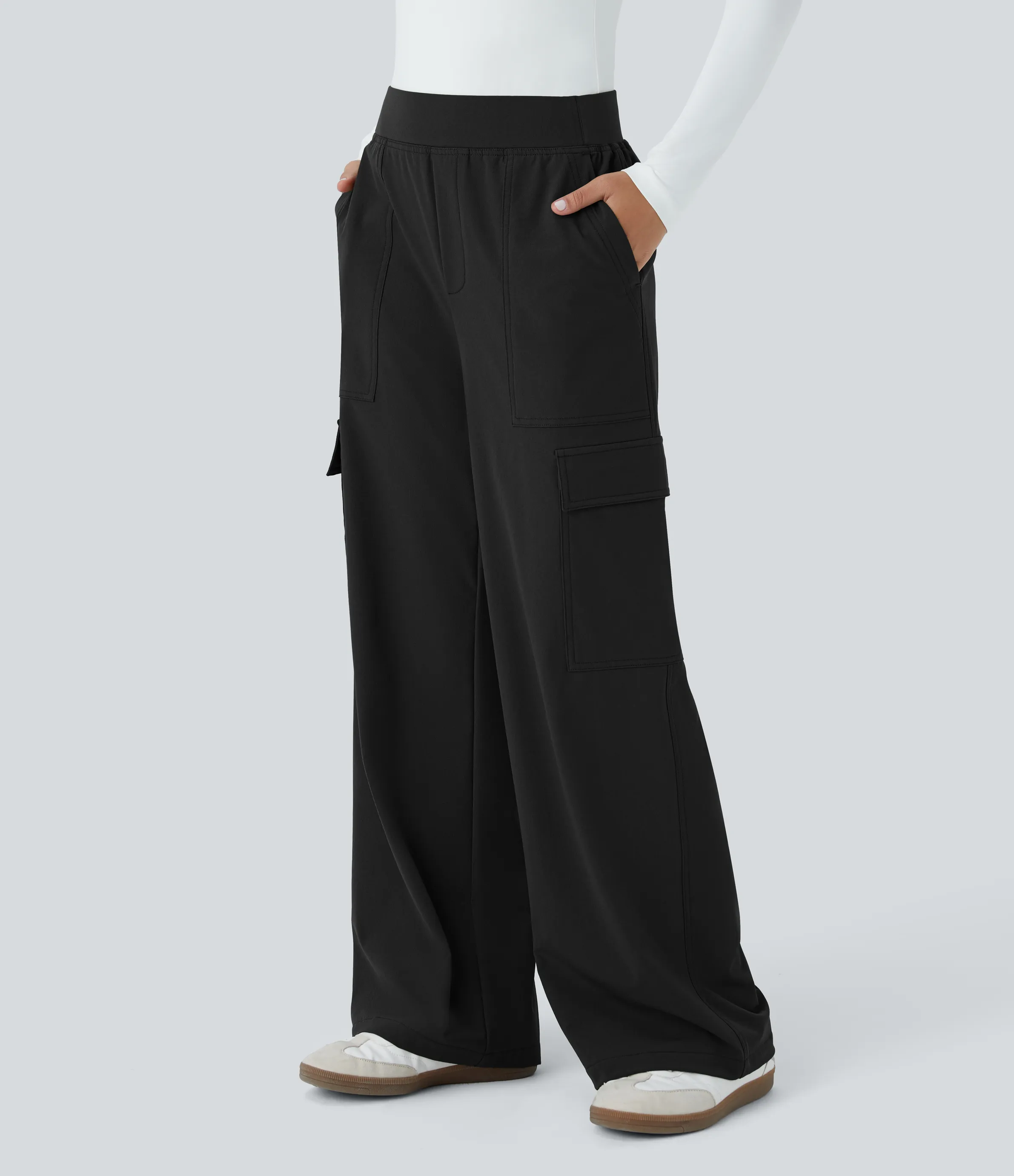 Halara Pantalón cargo tiro medio múltiple bolsillo pierna recta - Black - XS(regular) sold by Halara product image thumbnail 4
