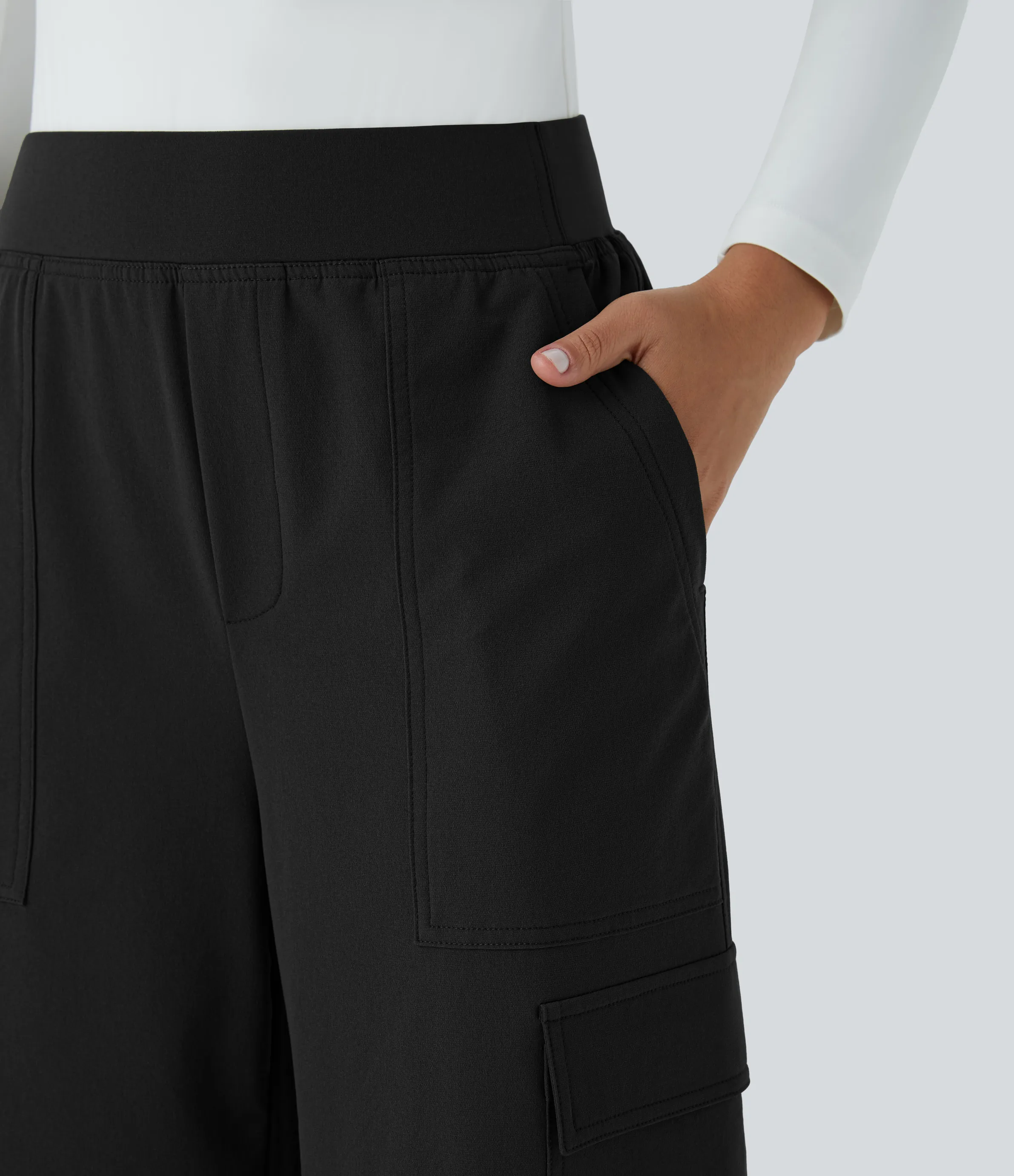 Halara Pantalón cargo tiro medio múltiple bolsillo pierna recta - Black - XS(regular) sold by Halara product image thumbnail 5