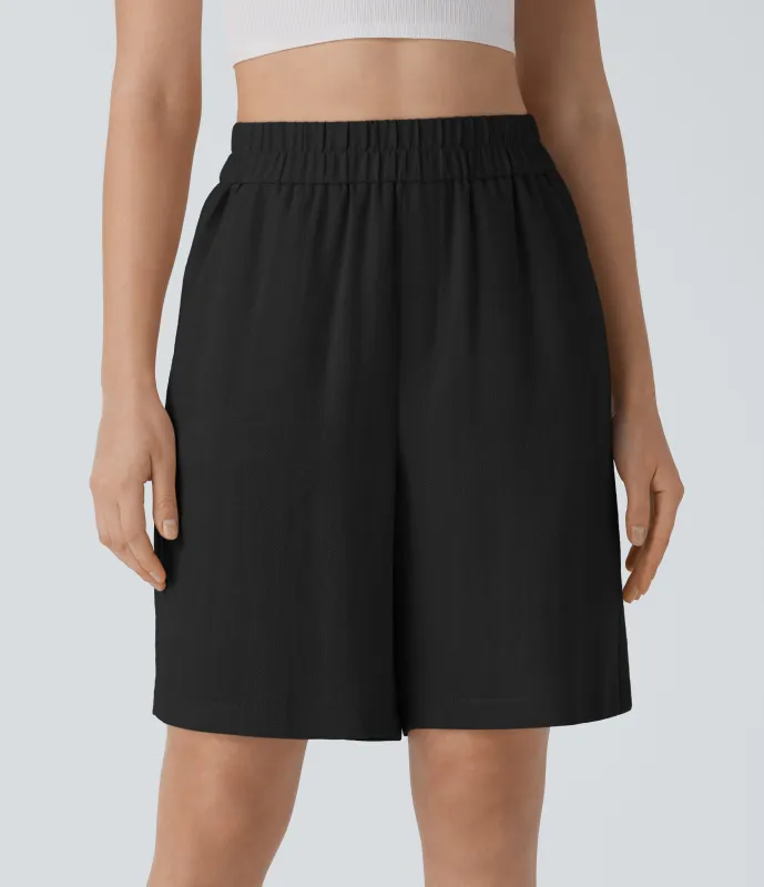 Halara Bermudas tiro alto bolsillo lateral - Black - XL sold by Halara