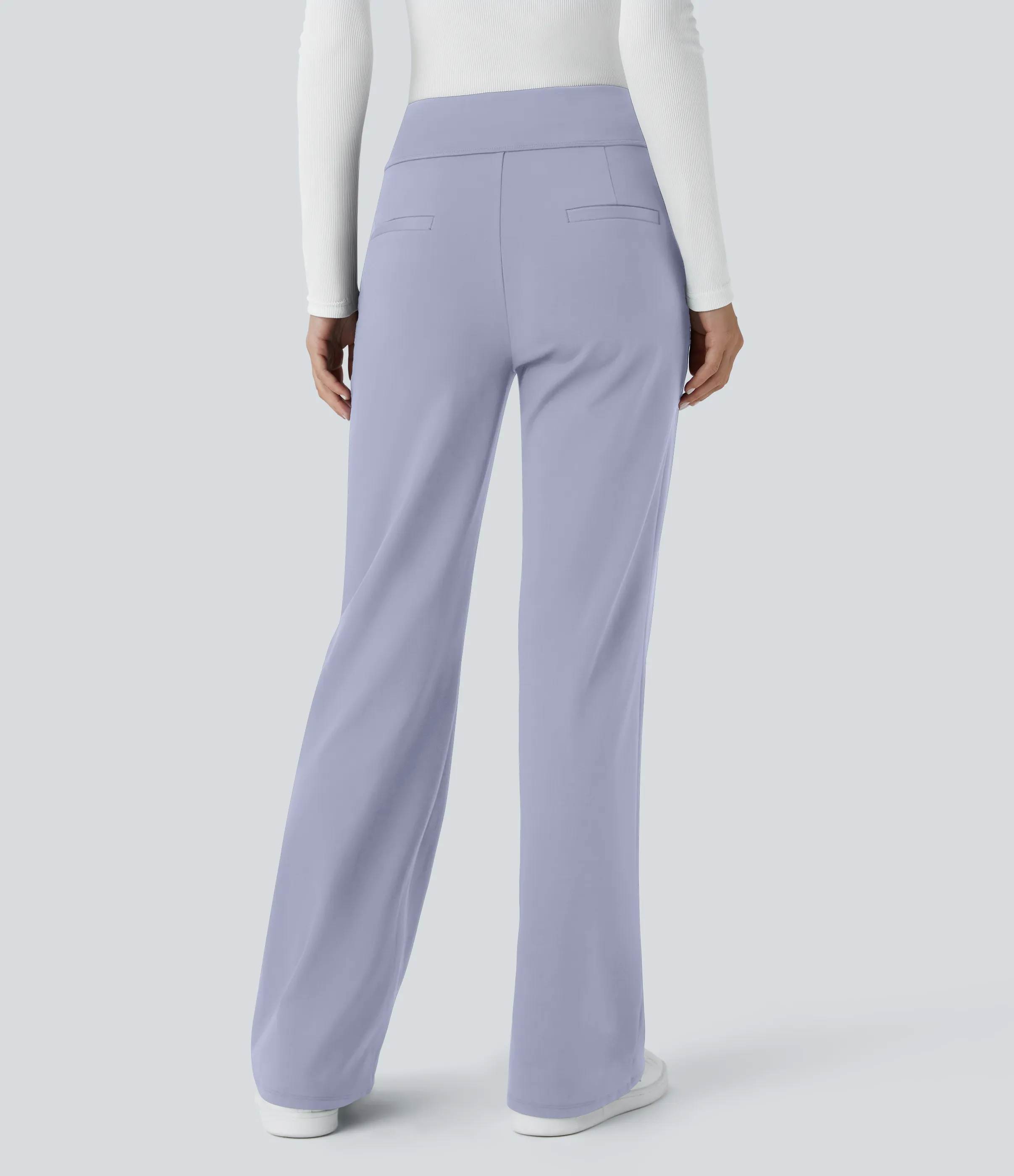 Halara Pantalón oficina acampanado bolsillo lateral tiro alto - Icelandic Blue - XL(petite) sold by Halara product image thumbnail 3