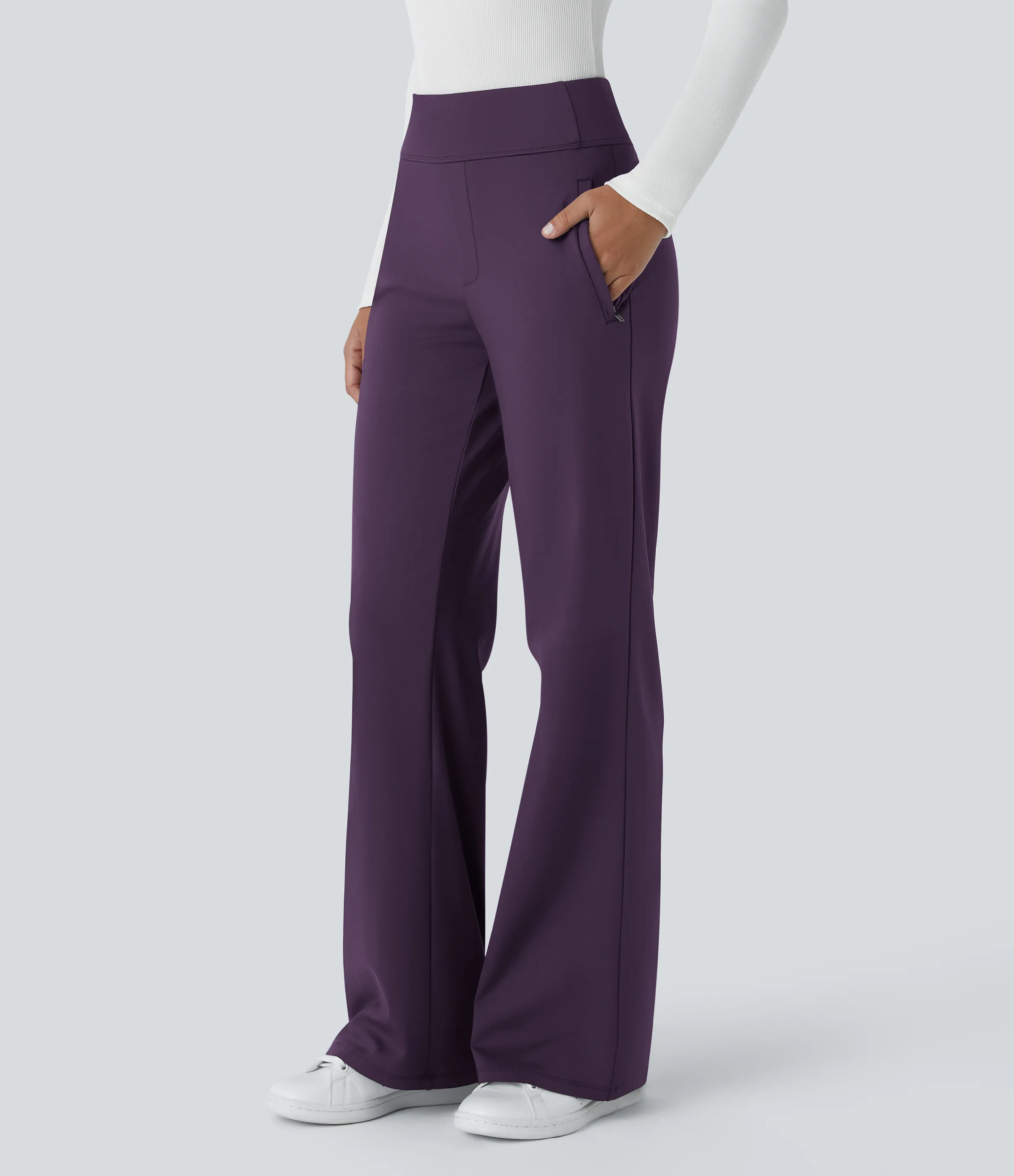 Halara Pantalón oficina acampanado bolsillo lateral tiro alto - Blackberry Cordial - M(regular) sold by Halara