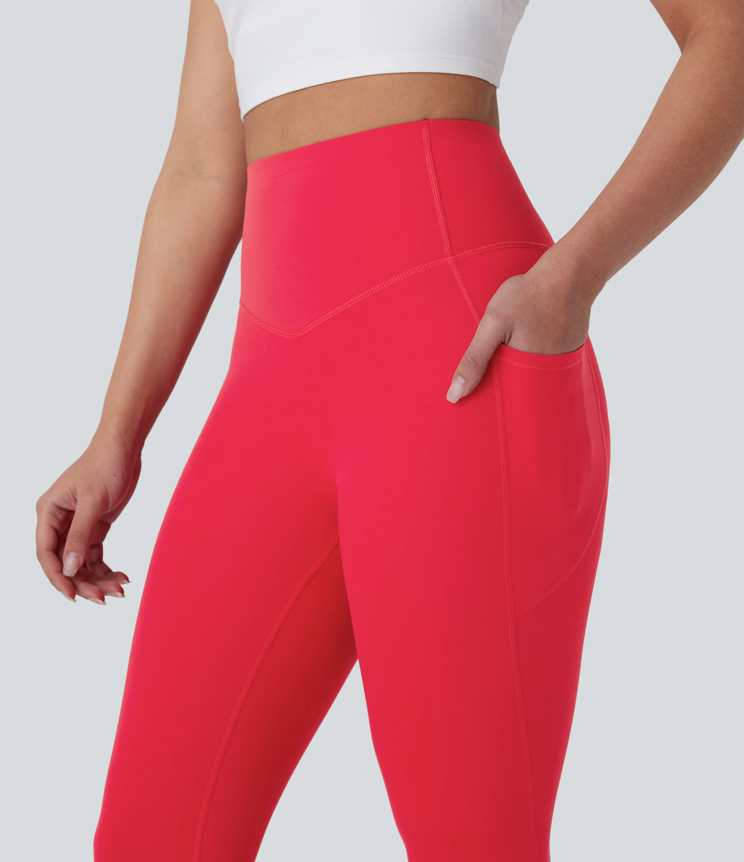 Halara Leggings SoCinched UltraSculpt tiro alto realce glúteos control abdomen bolsillo lateral moldeador - Aura Orange - XL(7/8) sold by Halara product image thumbnail 5