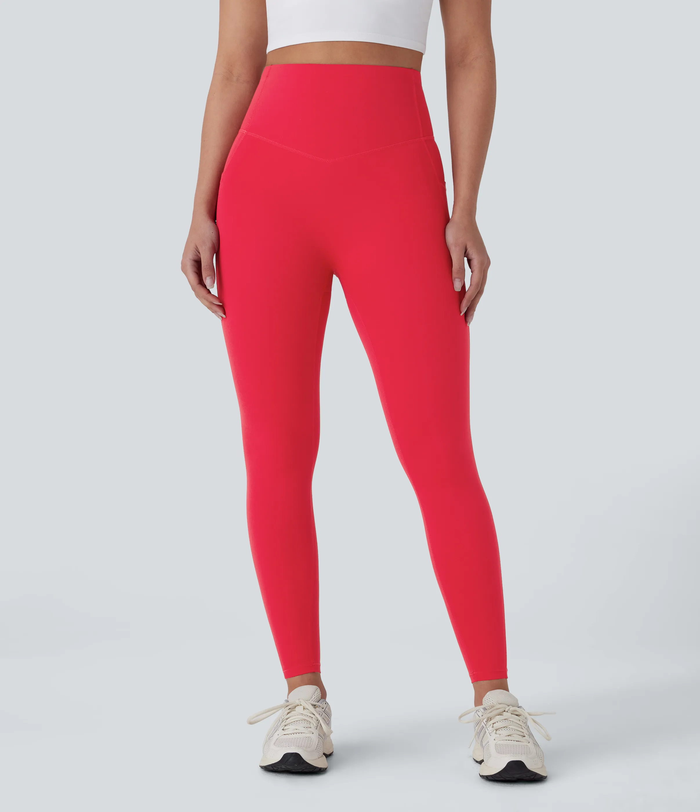 Halara Leggings SoCinched UltraSculpt tiro alto realce glúteos control abdomen bolsillo lateral moldeador - Aura Orange - XS(full_length) sold by Halara product image thumbnail 4