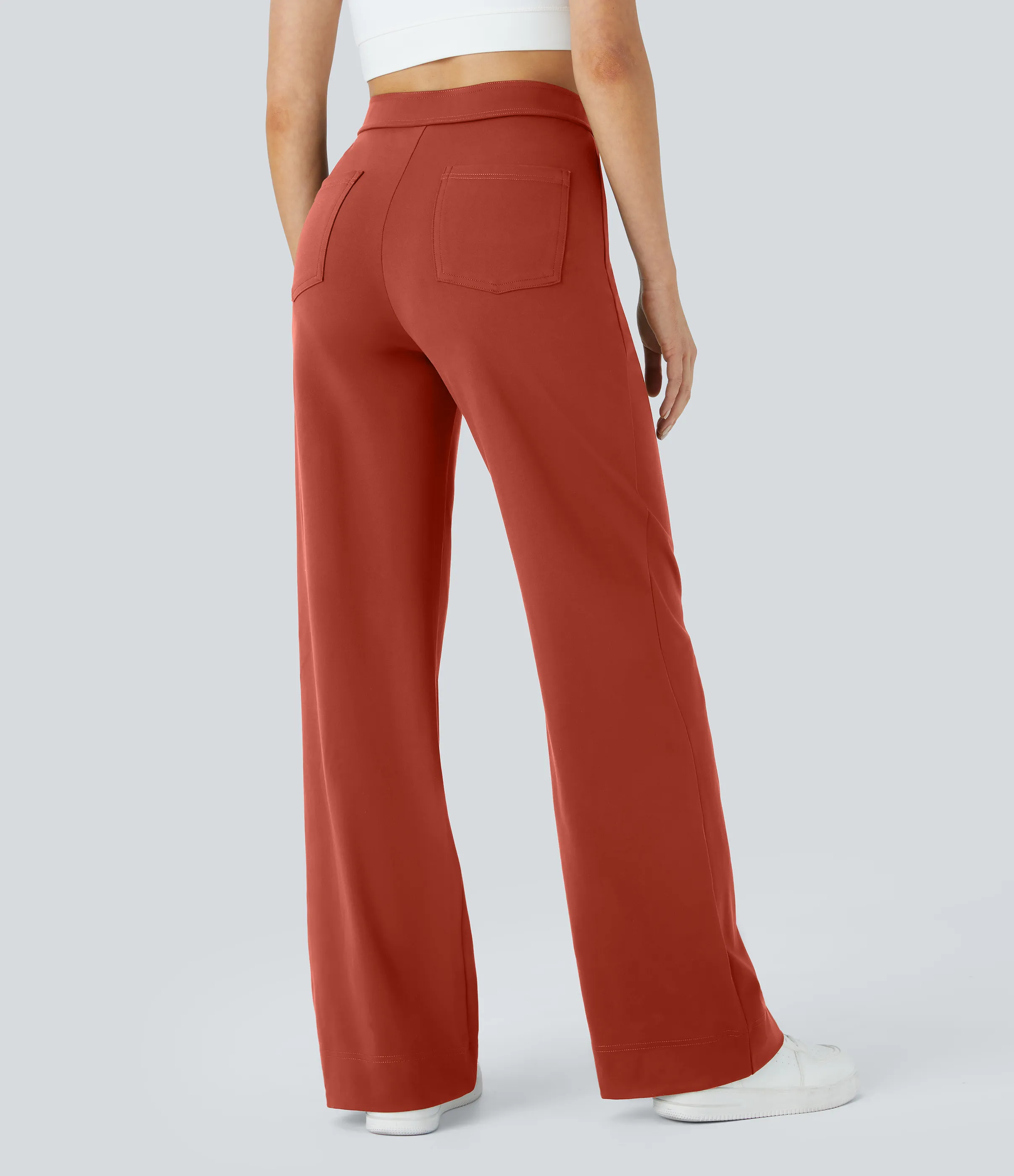 Halara Pantalones pierna recta múltiple bolsillo botón tiro alto - Cinnabar - L(regular) sold by Halara product image thumbnail 3