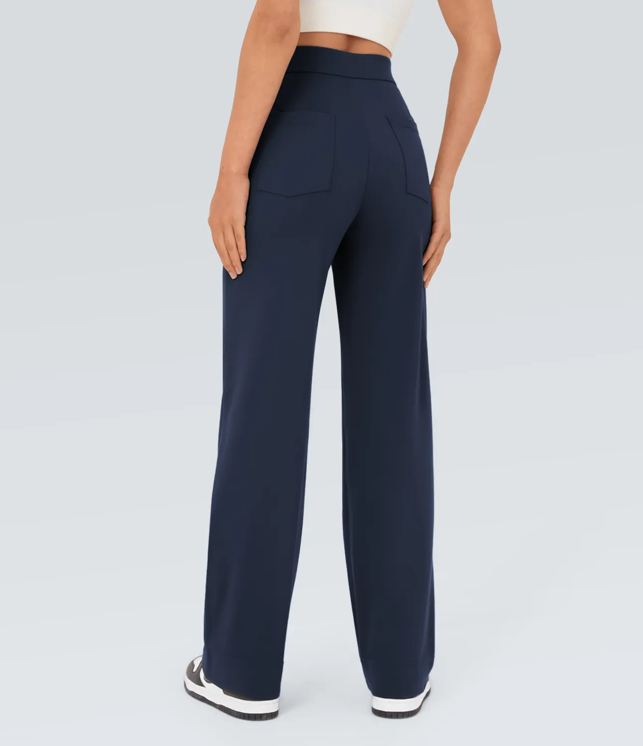 Halara Pantalones pierna recta múltiple bolsillo botón tiro alto - Midnight Blue - S(expetite) sold by Halara product image thumbnail 3