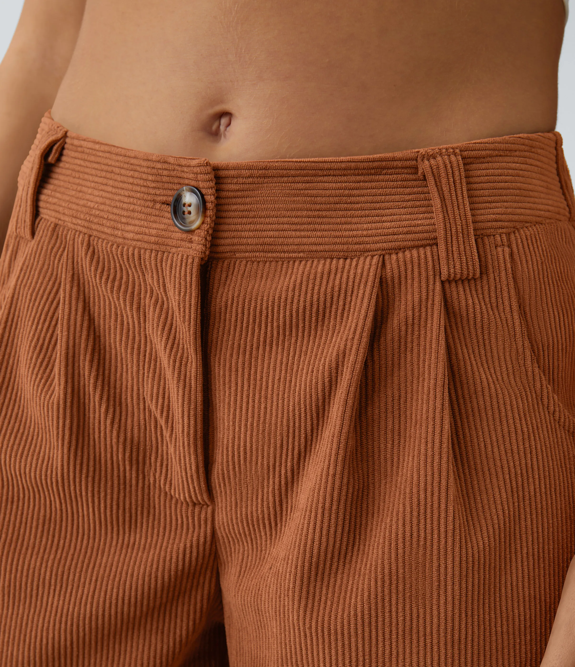 Halara Pantalón pana bolsillo lateral cierre botón tiro medio - Baked Clay - XS(petite) sold by Halara product image thumbnail 5