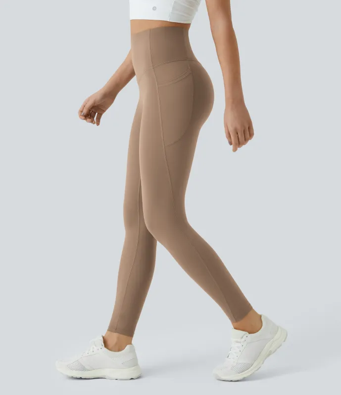 Halara Leggings SoCinched UltraSculpt entrenamiento control abdomen bolsillo lateral tiro alto - Woodsmoke - XS(full_length) sold by Halara