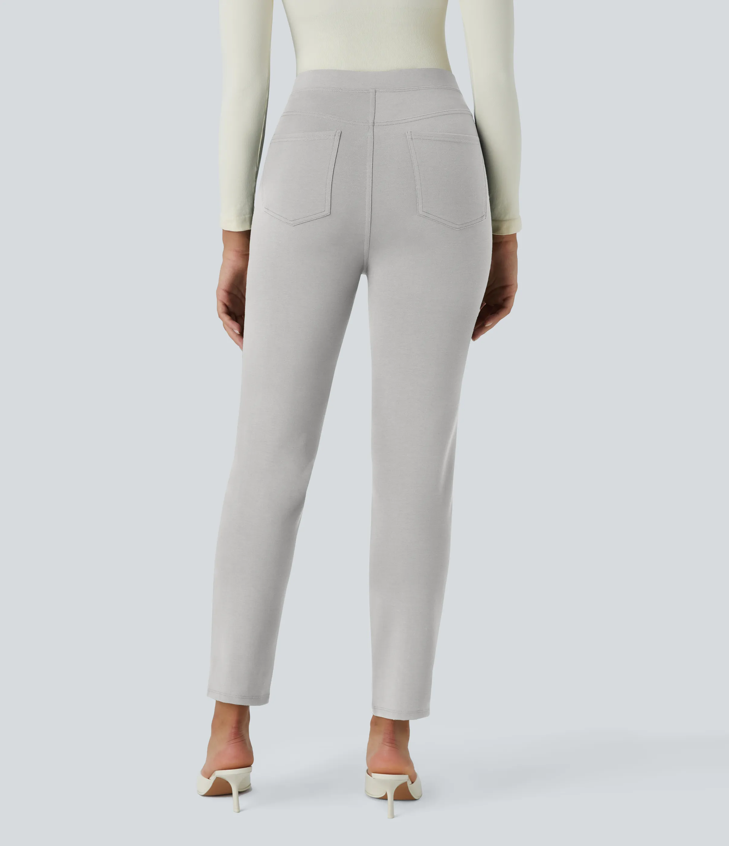 Halara Pantalón Halara Flex™ oficina ajustado bolsillo lateral posterior tiro alto - Earthy Gray - S(regular) sold by Halara product image thumbnail 3