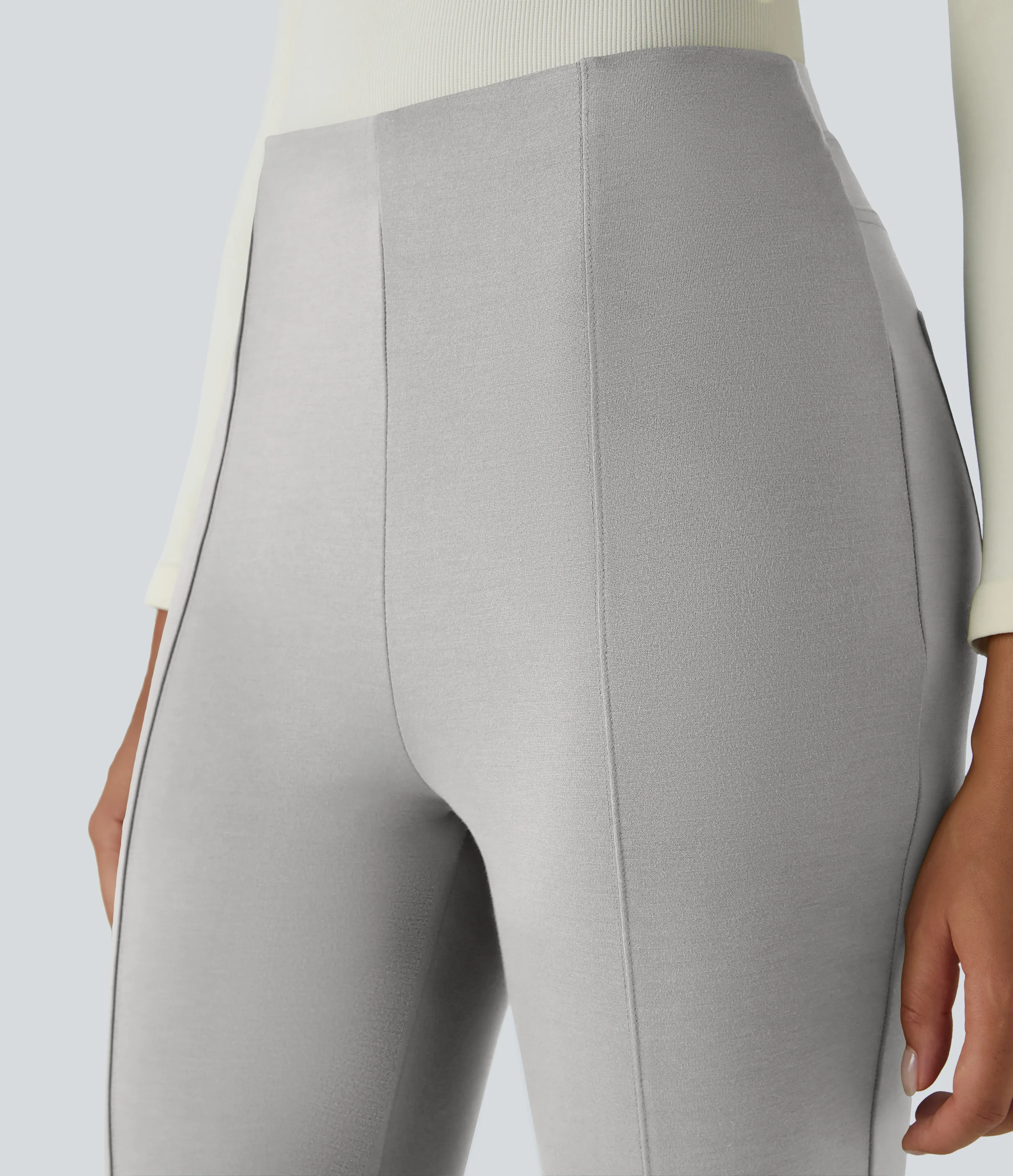 Halara Pantalón Halara Flex™ oficina ajustado bolsillo lateral posterior tiro alto - Earthy Gray - S(regular) sold by Halara product image thumbnail 5
