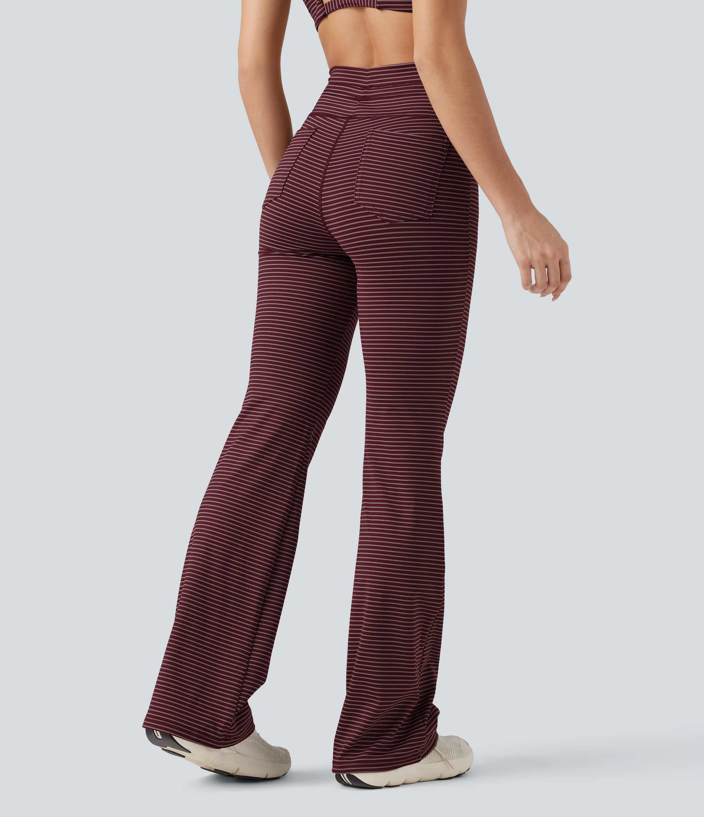 Halara Pantalones de yoga acampanados de tiro alto con cordón y bolsillos - Burgundy Wine - S(regular) sold by Halara product image thumbnail 3