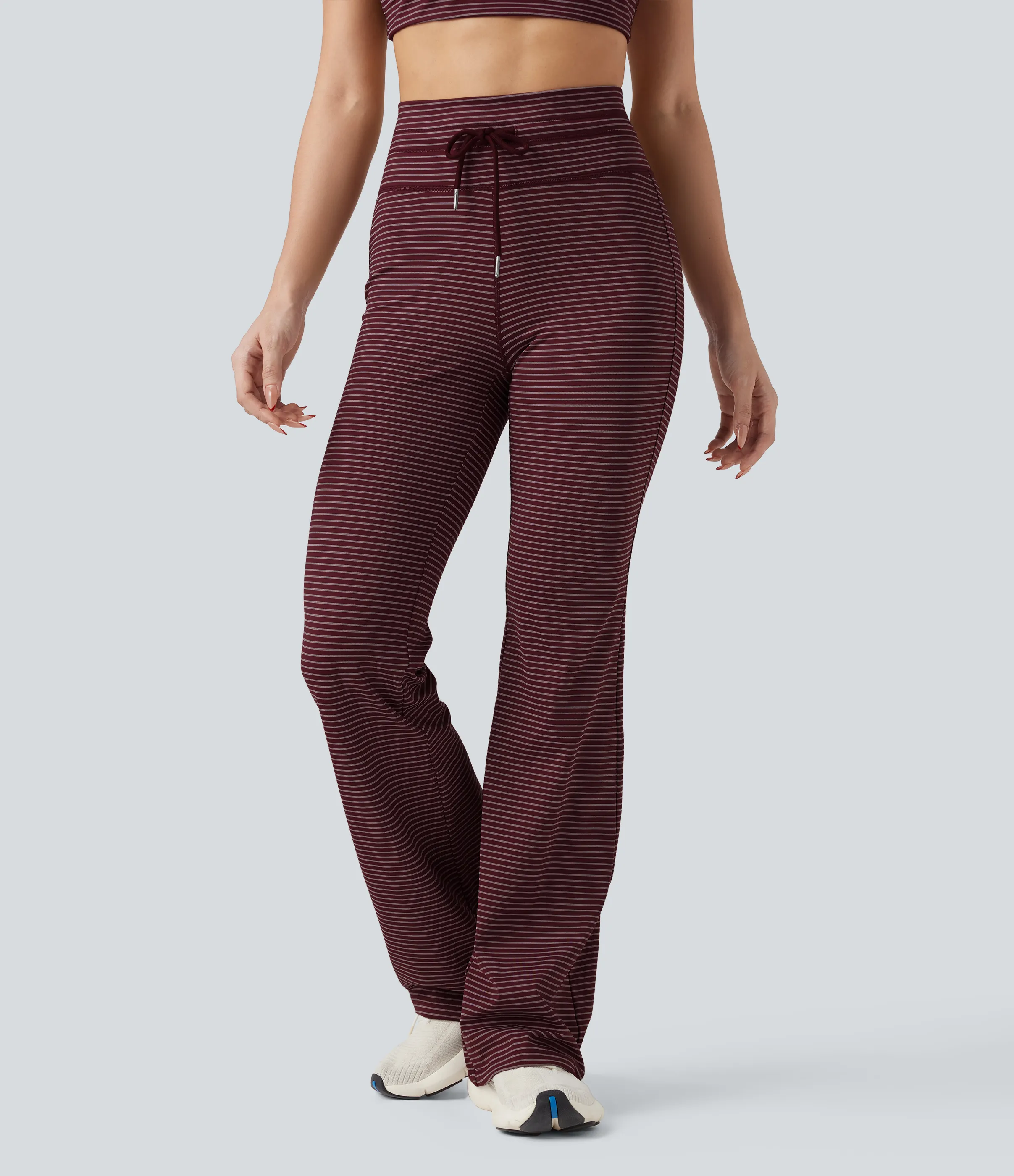 Halara Pantalones de yoga acampanados de tiro alto con cordón y bolsillos - Burgundy Wine - S(regular) sold by Halara product image thumbnail 4