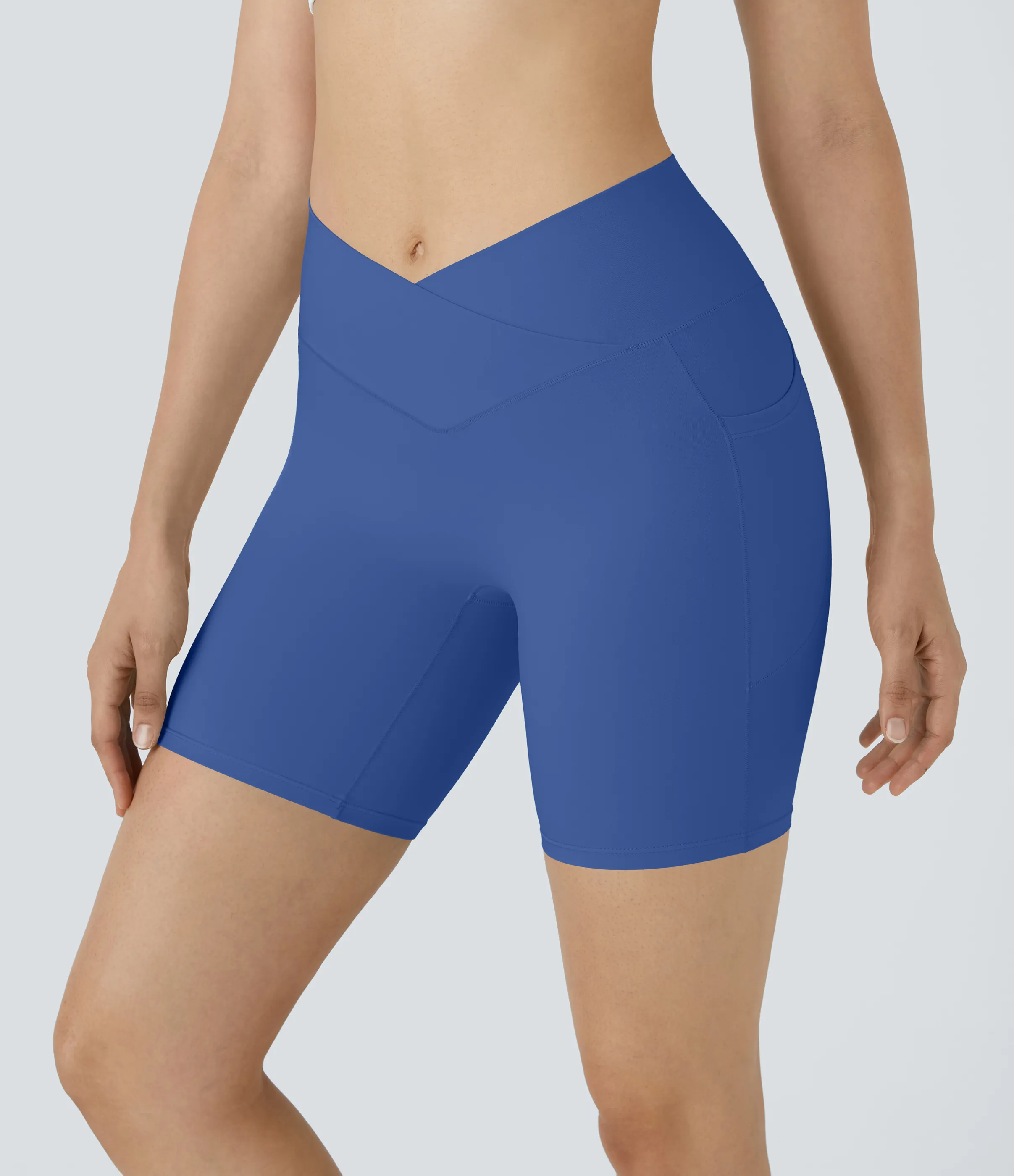 Halara Pantalón corto Softlyzero™ ciclista yoga bolsillo lateral cruzado tiro alto 17.5cm - Beaucoup Blue - M sold by Halara product image thumbnail 2