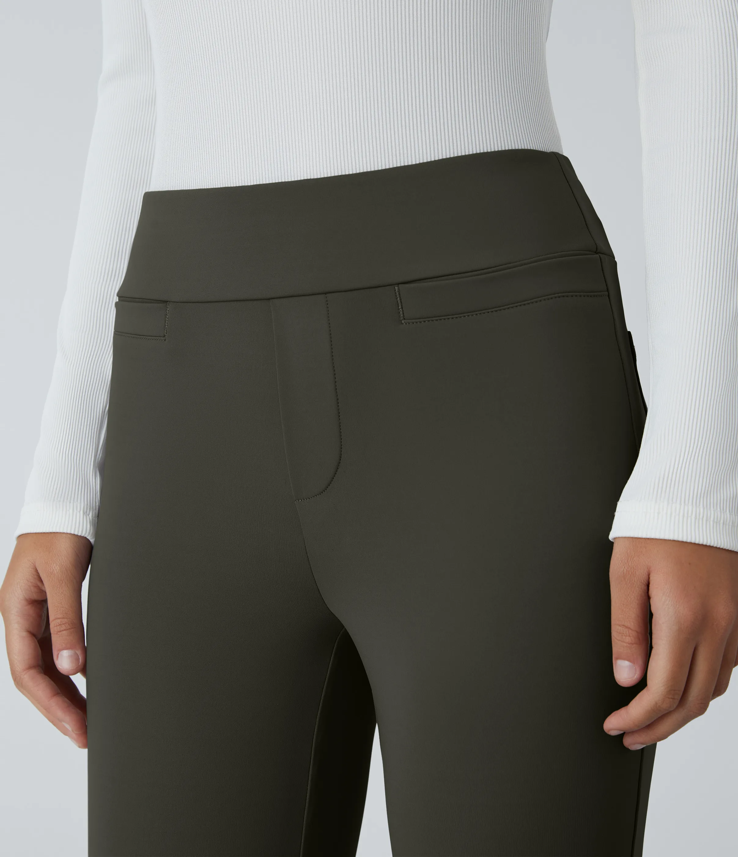 Halara Pantalón oficina tiro medio bolsillo lateral posterior ligero acampanado - Forest Night - XL(regular) sold by Halara product image thumbnail 5