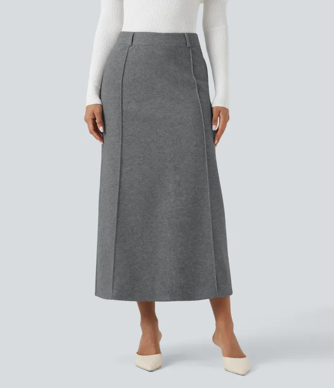 Halara Falda midi casual de polar con abertura y tiro alto - Charcoal Grey - XL(regular) sold by Halara