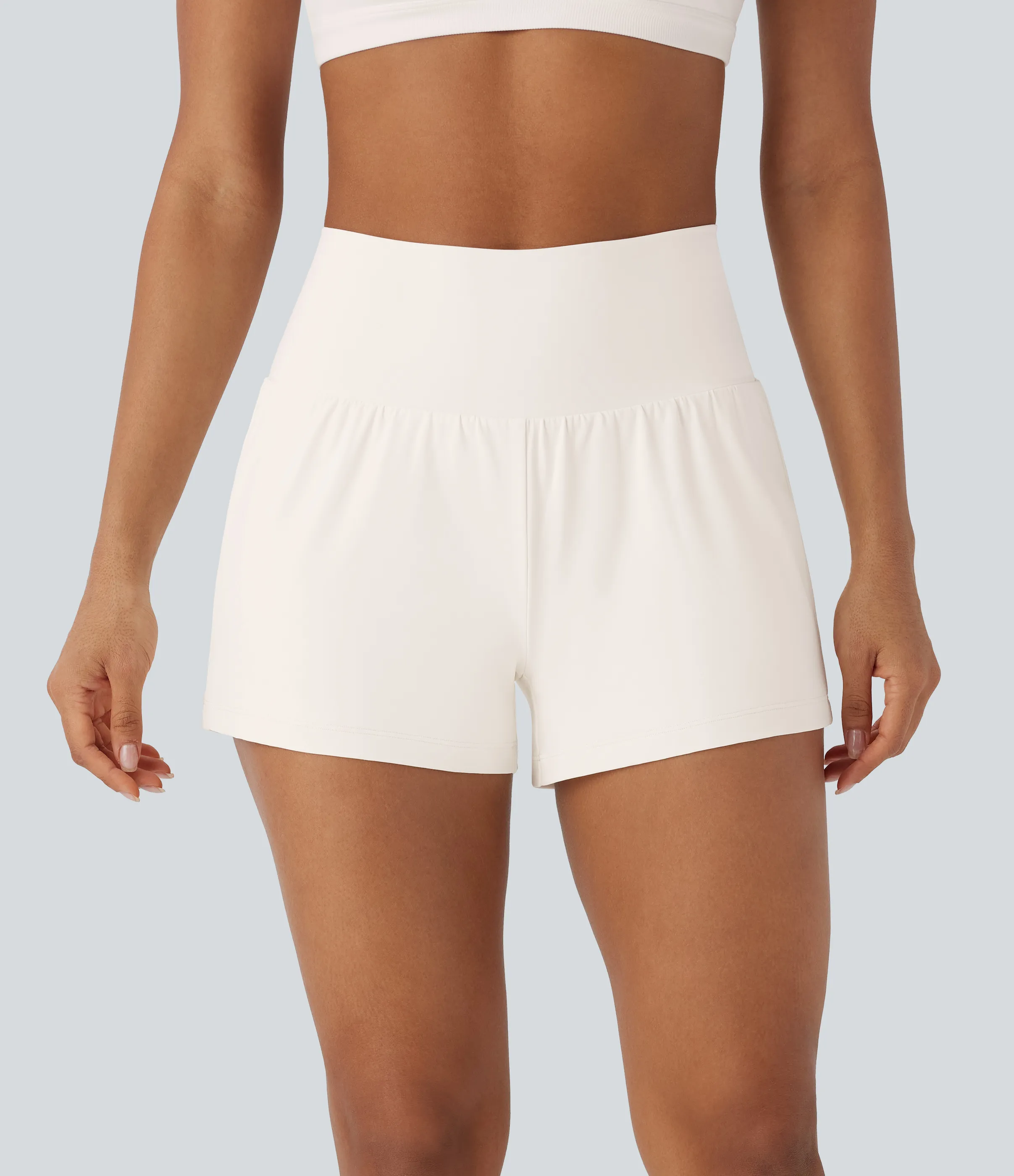 Halara Pantalón corto yoga 2 en 1 tiro alto bolsillo trasero lateral oculto 7.5cm - Egret - XL sold by Halara product image thumbnail 2