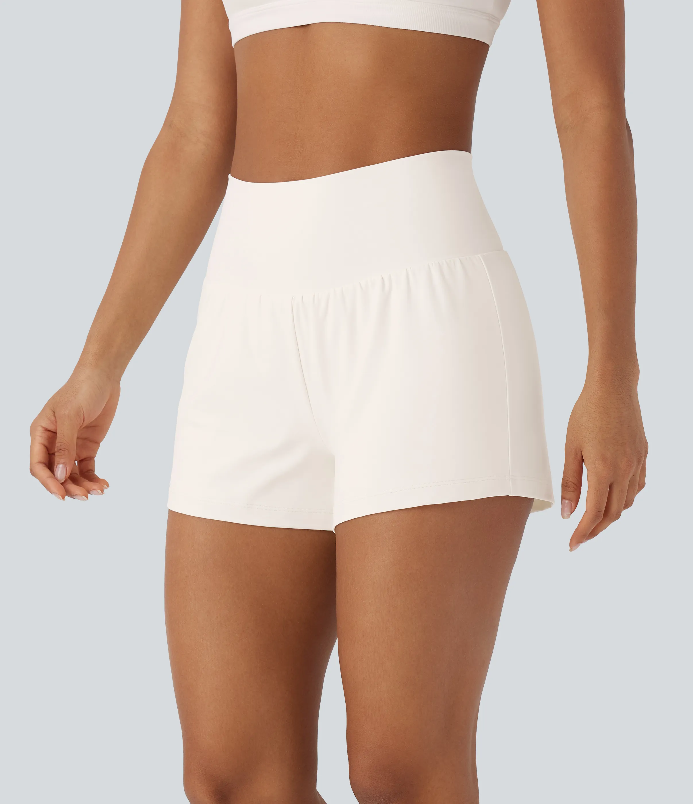Halara Pantalón corto yoga 2 en 1 tiro alto bolsillo trasero lateral oculto 7.5cm - Egret - XL sold by Halara product image thumbnail 4