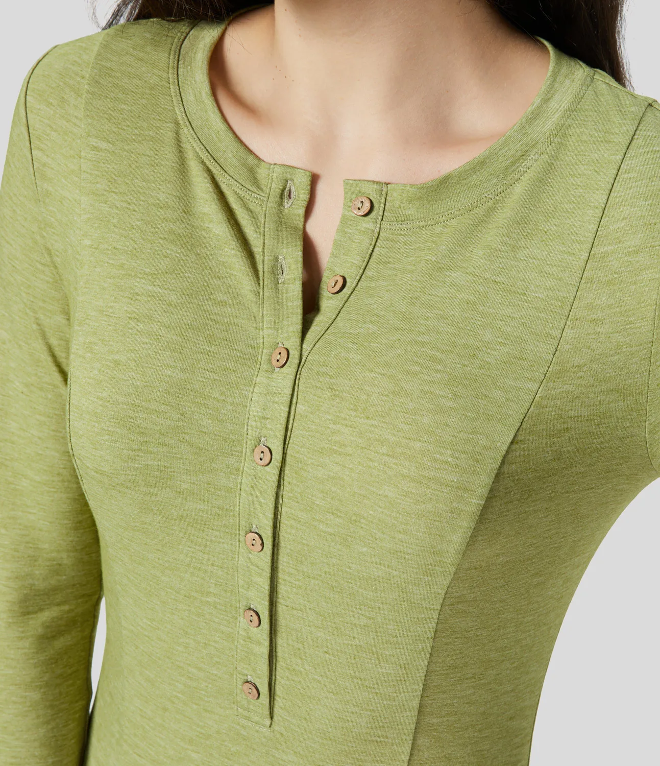 Halara Vestido maxi acampanado de manga larga y cuello redondo con botones - Spring Green Floral Yarn - XS sold by Halara product image thumbnail 5