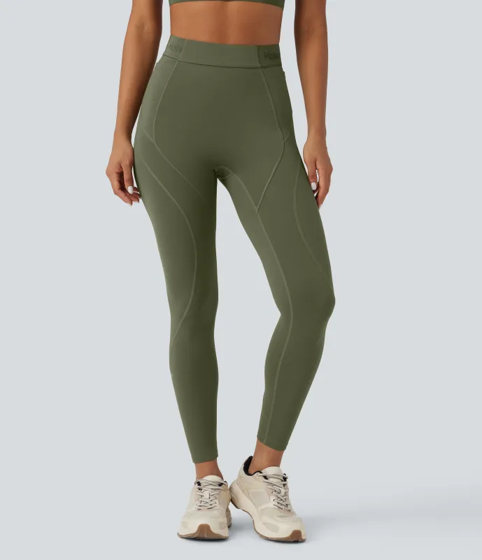 Halara Leggings de running SpeedWave™ de tiro alto alta con secado rápido de 7/8 y bolsillos - Unripe Olive Green - S(7/8) sold by Halara