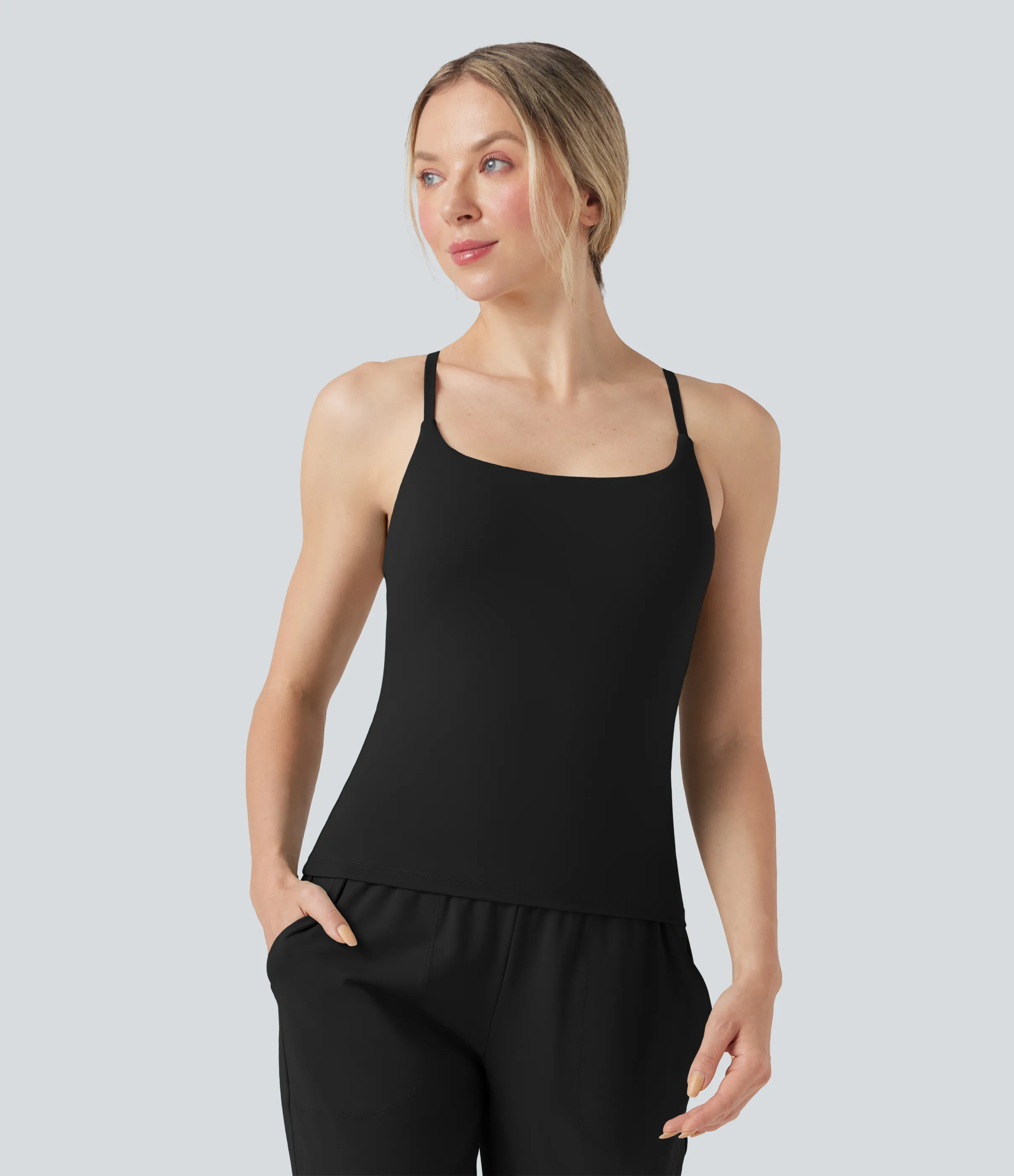 Halara Camiseta de yoga SoftlyZero™ con cuello en U de felpa - Black - XS sold by Halara product image thumbnail 3