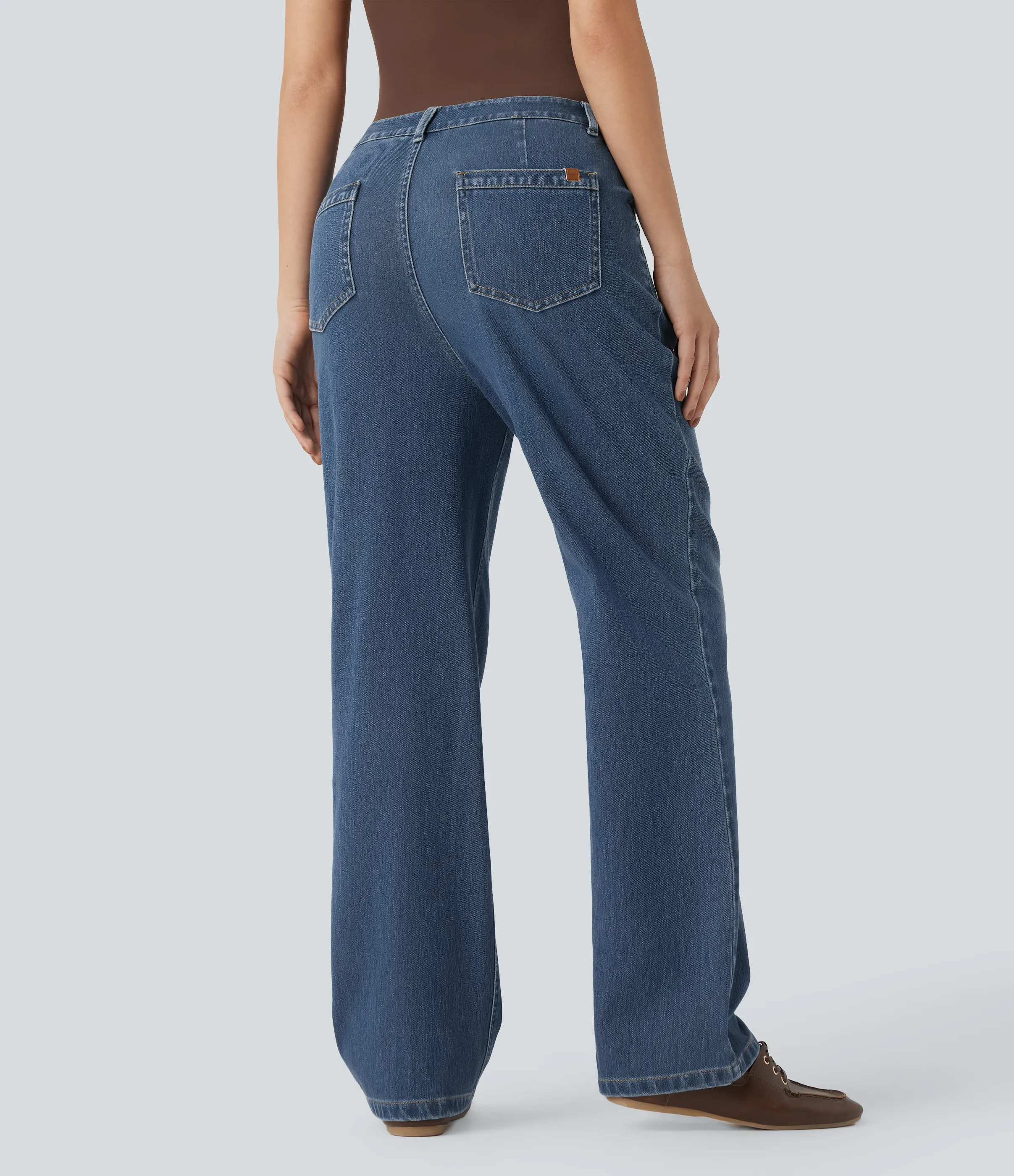 Halara Vaqueros casuales Halara Flex™ rectos de tiro alto con bolsillos - Blue Jasper Denim - L(regular) sold by Halara product image thumbnail 3