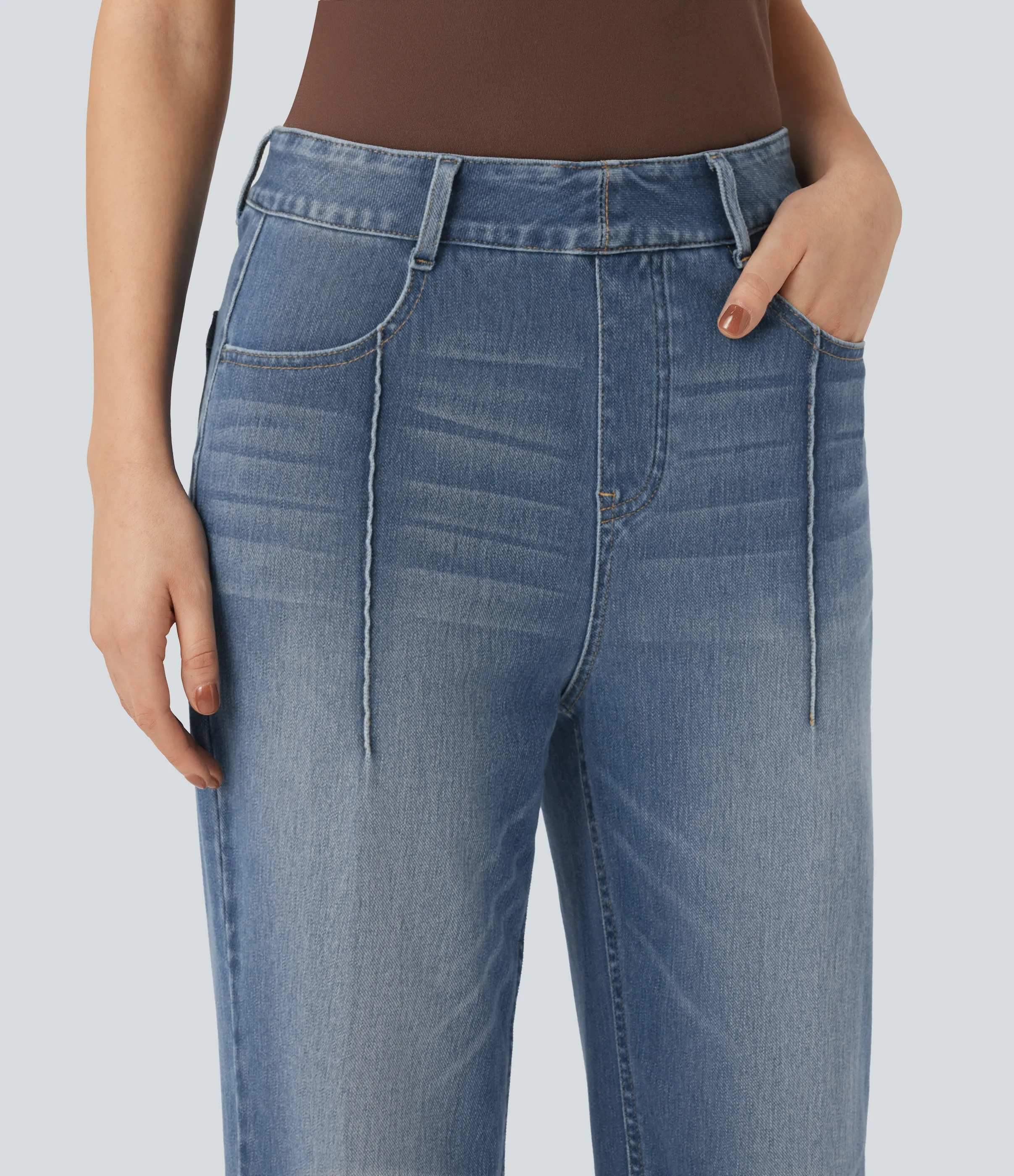 Halara Vaqueros casuales Halara Flex™ rectos de tiro alto con bolsillos - Blue Jasper Denim - L(regular) sold by Halara product image thumbnail 5