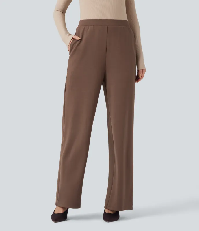 Halara Pantalones de oficina de tiro alto y pierna ancha con bolsillos - Mustang - S(regular) sold by Halara