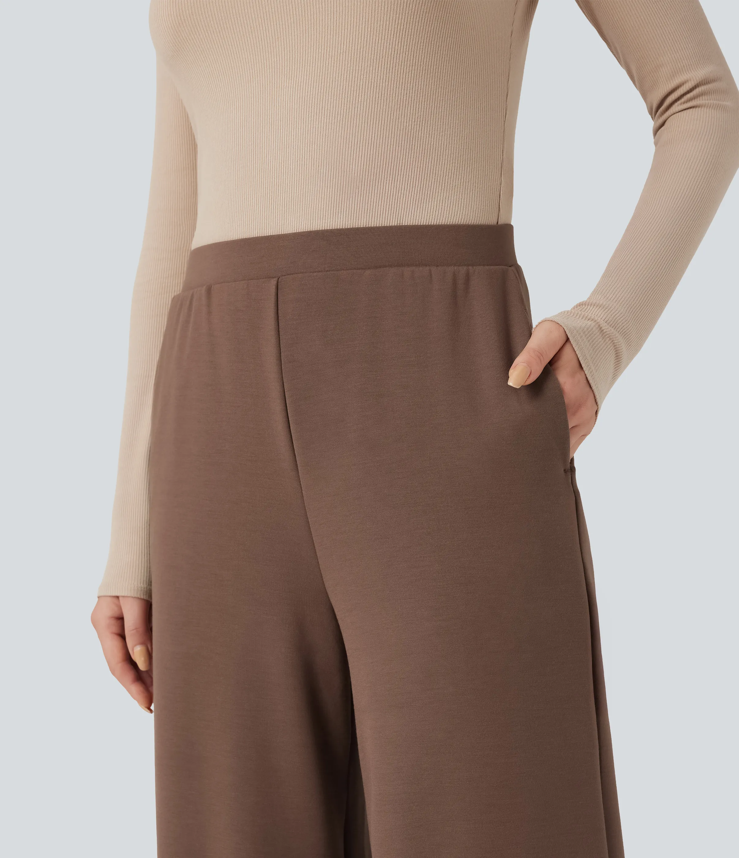 Halara Pantalones de oficina de tiro alto y pierna ancha con bolsillos - Mustang - S(regular) sold by Halara product image thumbnail 5