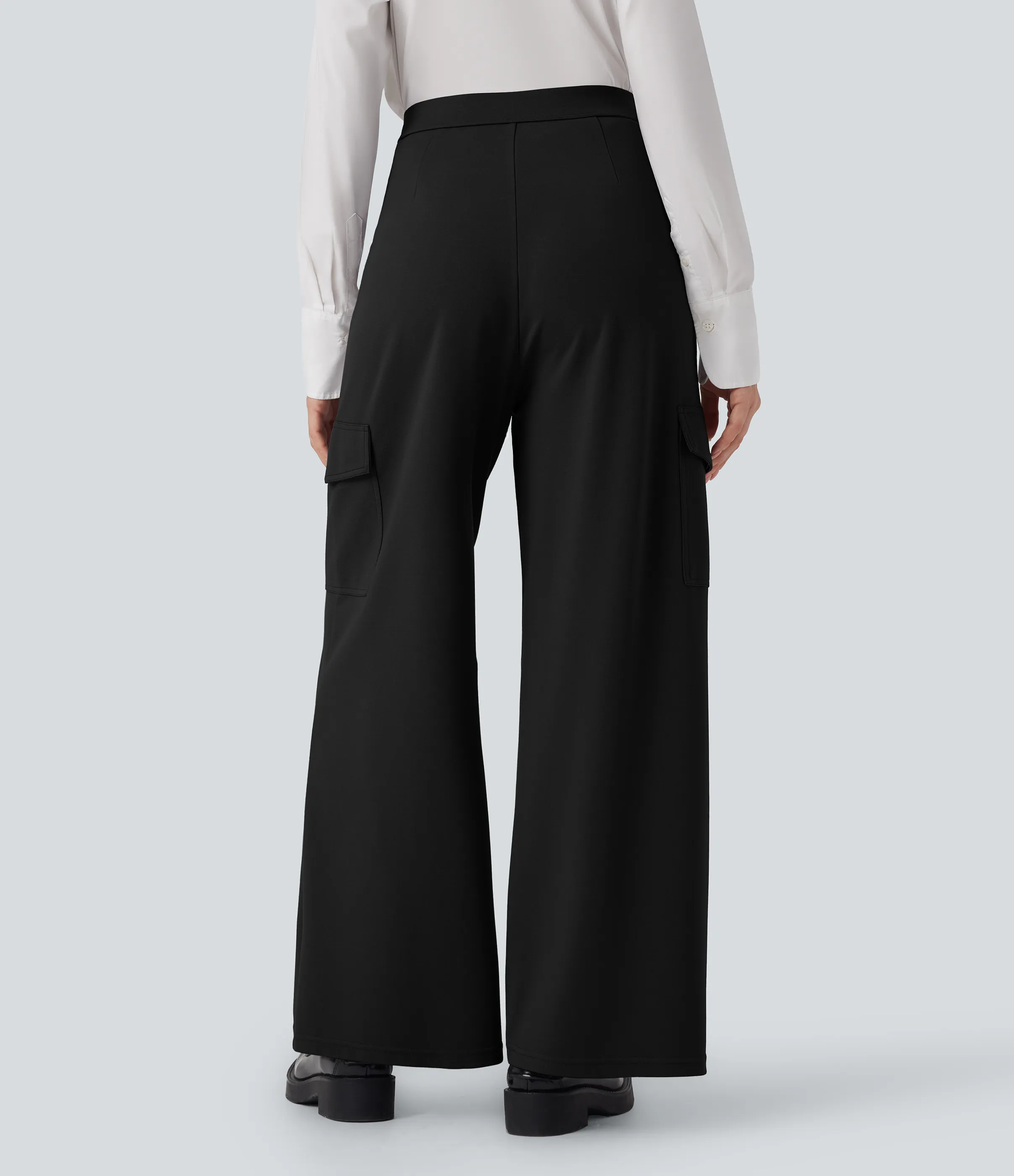 Halara Pantalones de oficina cargo Halara Flex™ de tiro alto y pierna recta con bolsillos - Black - L(regular) sold by Halara product image thumbnail 3