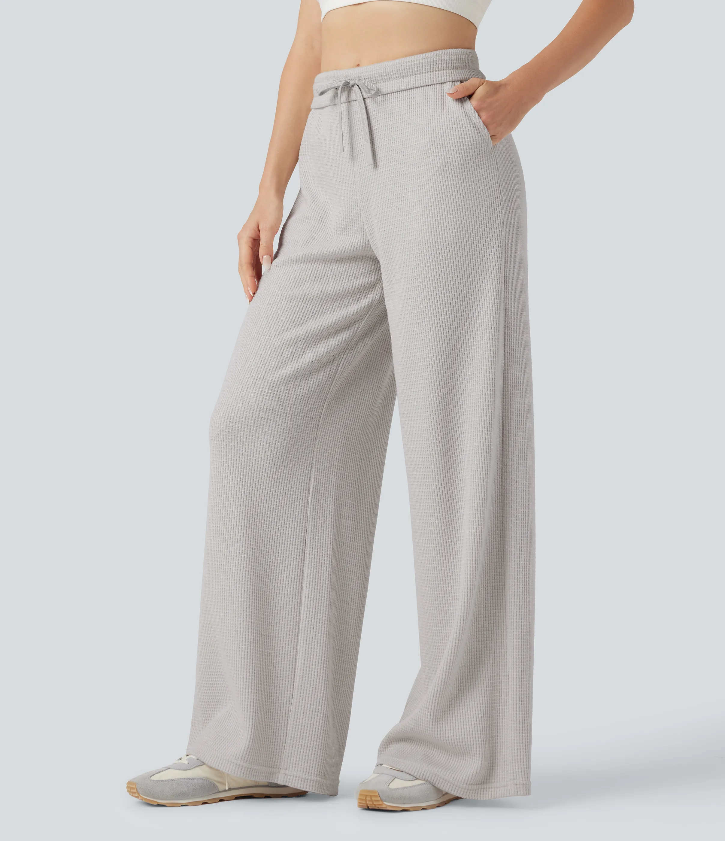 Halara Pantalones holgados casuales de tiro medio con cordón y bolsillos - Wind Chime - L(regular) sold by Halara product image thumbnail 4