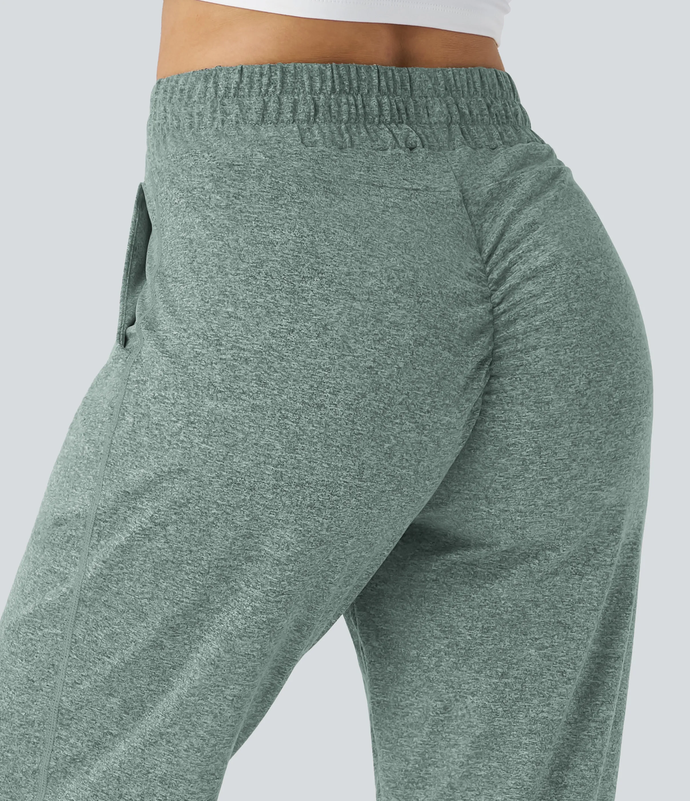 Halara Joggers yoga fruncido bolsillo lateral cordón tiro alto - Mottled Pine Green - S(regular) sold by Halara product image thumbnail 5