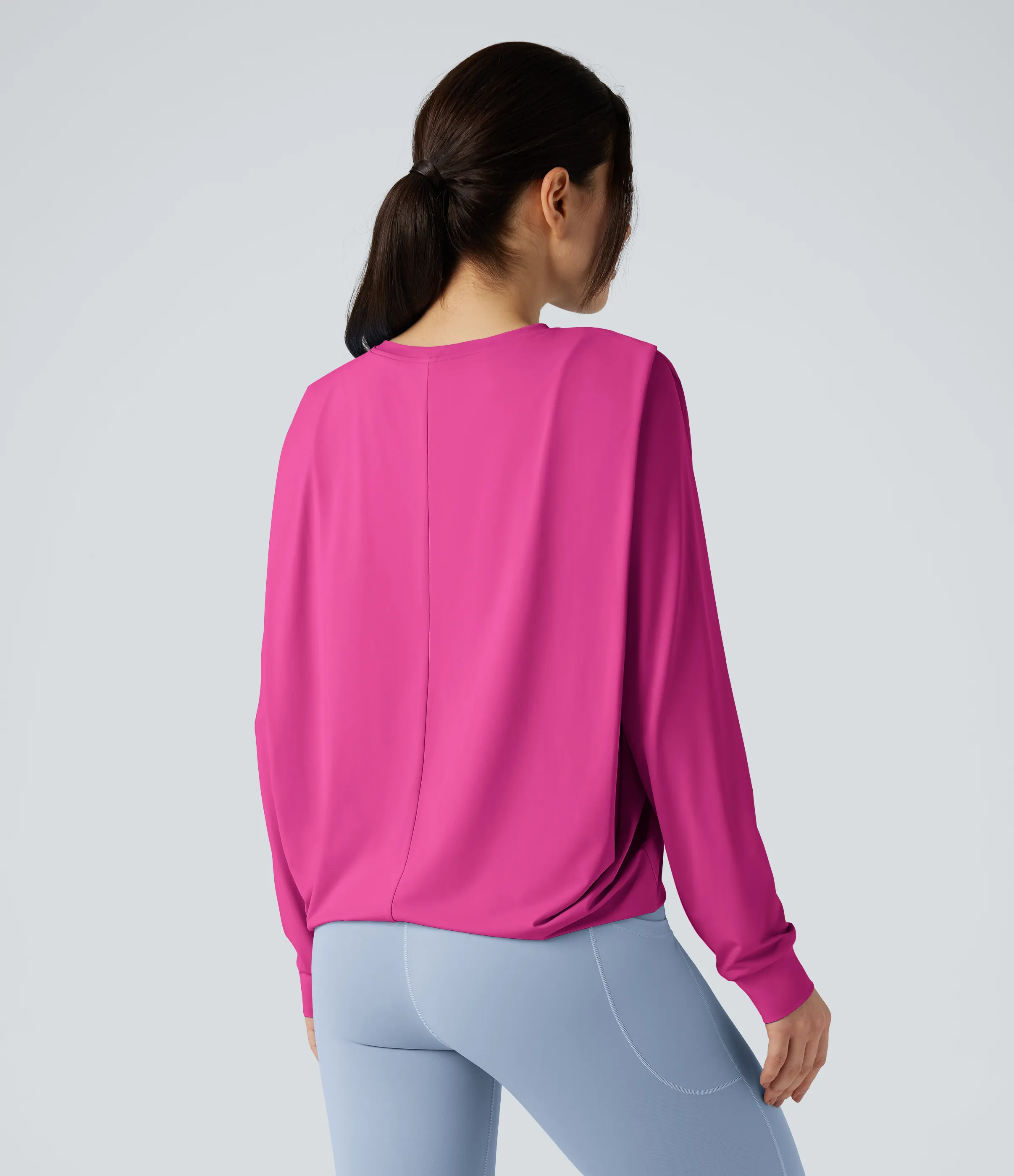 Halara Top deportivo de yoga fruncido de manga larga con cuello redondo - UPF50+ - Fuchsia Fedora - L sold by Halara product image thumbnail 3