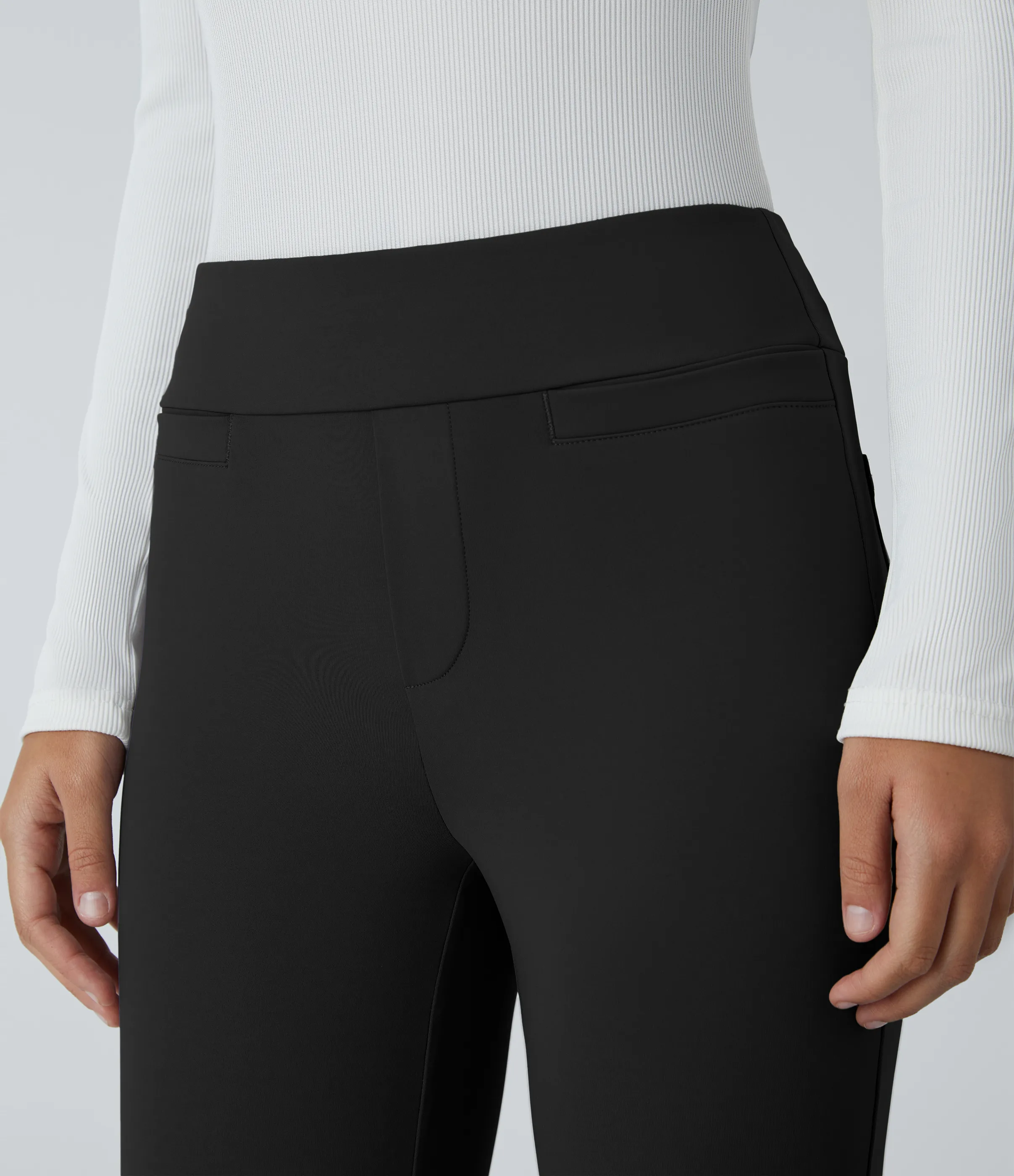 Halara Pantalón oficina tiro medio bolsillo lateral posterior ligero acampanado - Black - XS(regular) sold by Halara product image thumbnail 5