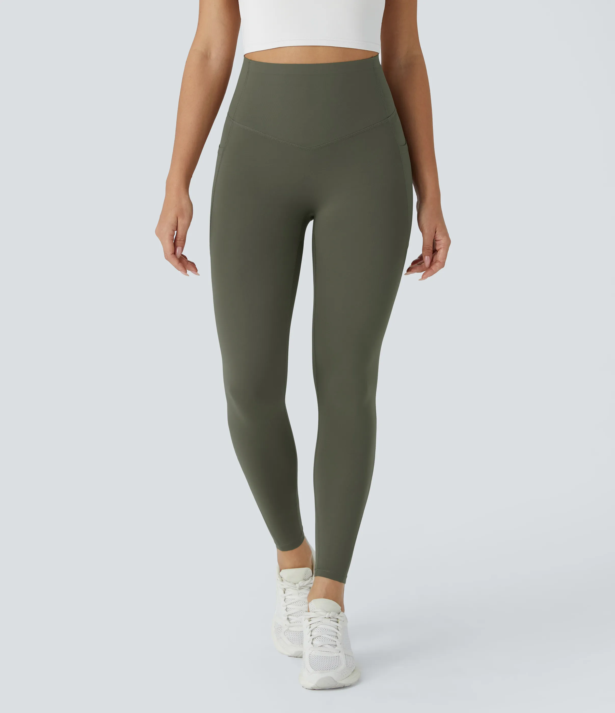 Halara Leggings SoCinched UltraSculpt tiro alto realce glúteos control abdomen bolsillo lateral moldeador - Deep Woodland Green - L(full_length) sold by Halara product image thumbnail 3