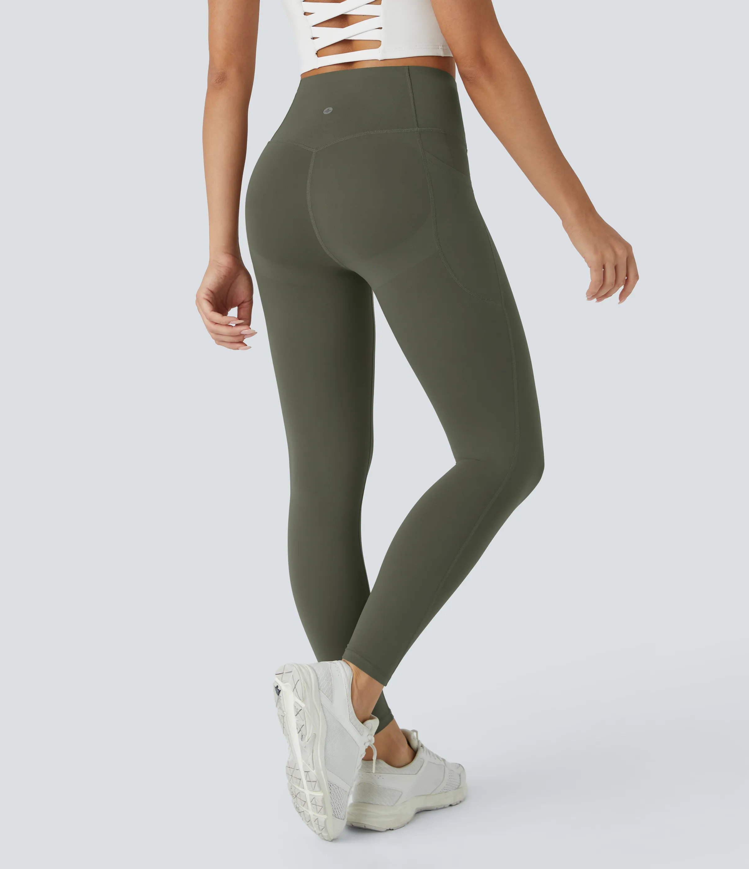 Halara Leggings SoCinched UltraSculpt tiro alto realce glúteos control abdomen bolsillo lateral moldeador - Deep Woodland Green - L(full_length) sold by Halara product image thumbnail 5