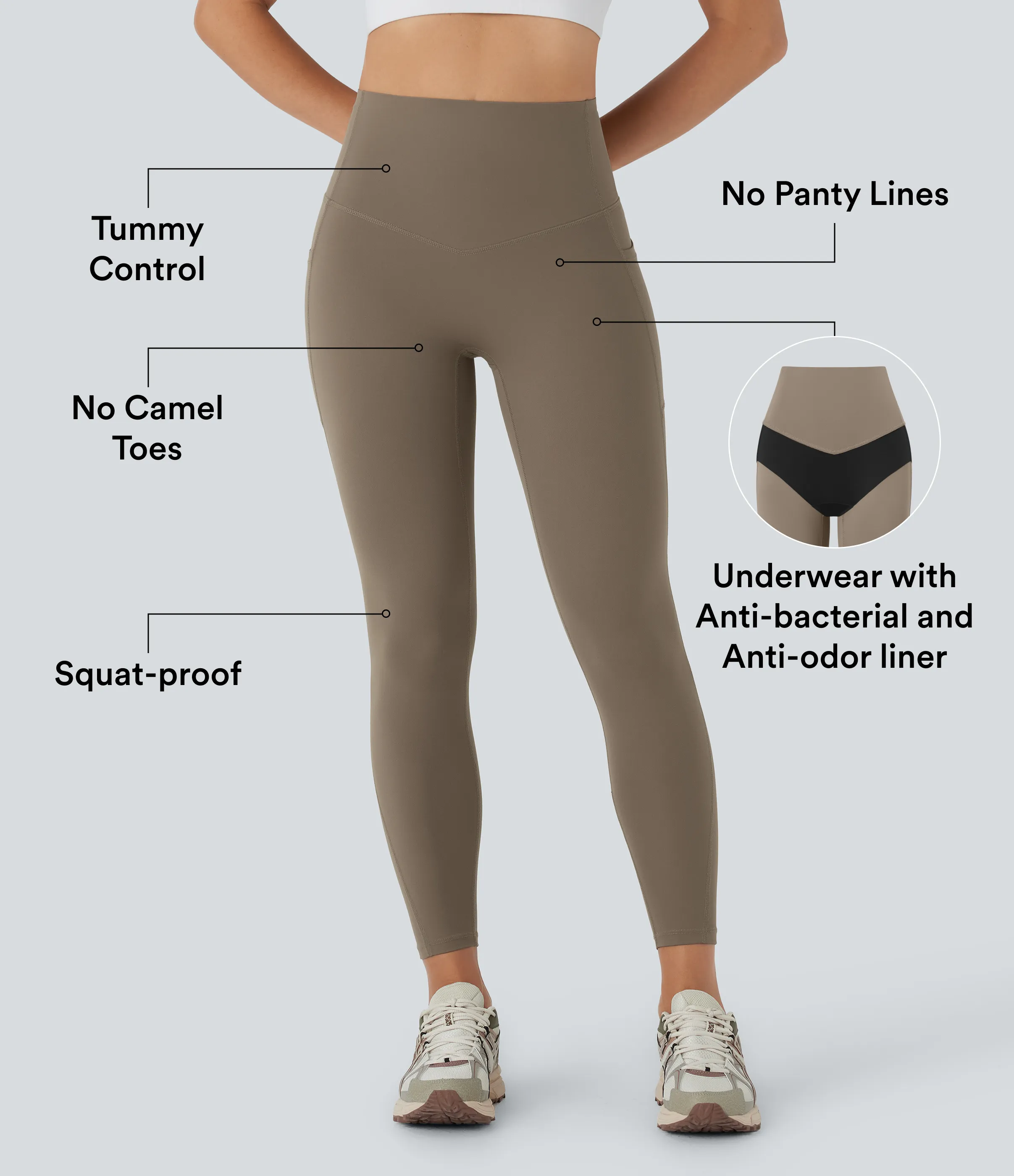 Halara Leggings de entrenamiento Halara UltraSculpt™ moldeadores de abdomen de tiro alto antibacterianas de 7/8 con bolsillos laterales - Dawn Brown - M(7/8) sold by Halara product image thumbnail 3
