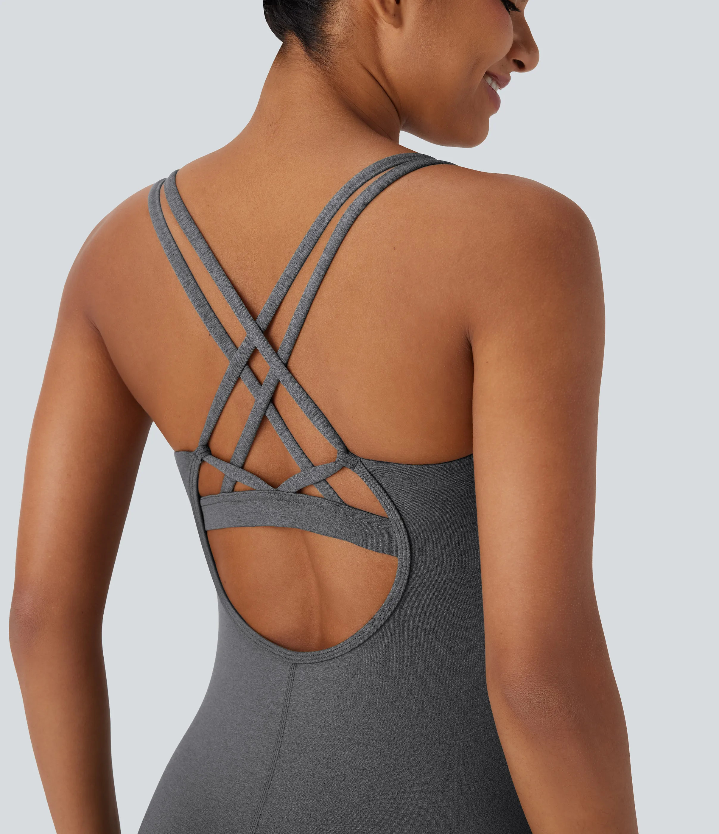 Halara Mono de yoga de secado rápido con espalda cruzada y abierta - Dusky Charcoal - L sold by Halara product image thumbnail 5