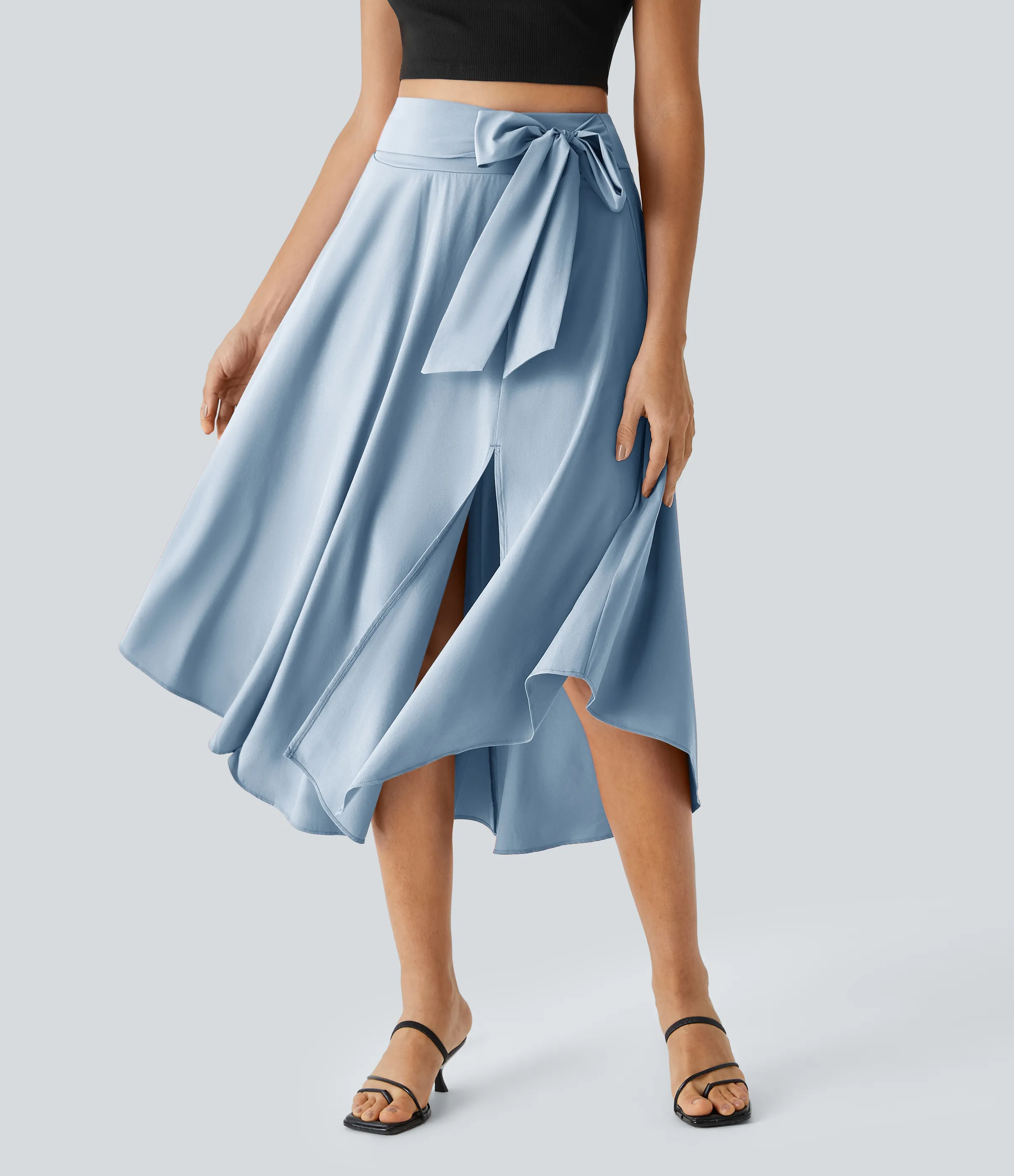 Halara Falda casual midi fluida Breezeful™ 2 en 1 con abertura lateral y tiro alto de secado rápido - Ballad Blue - XL(regular) sold by Halara