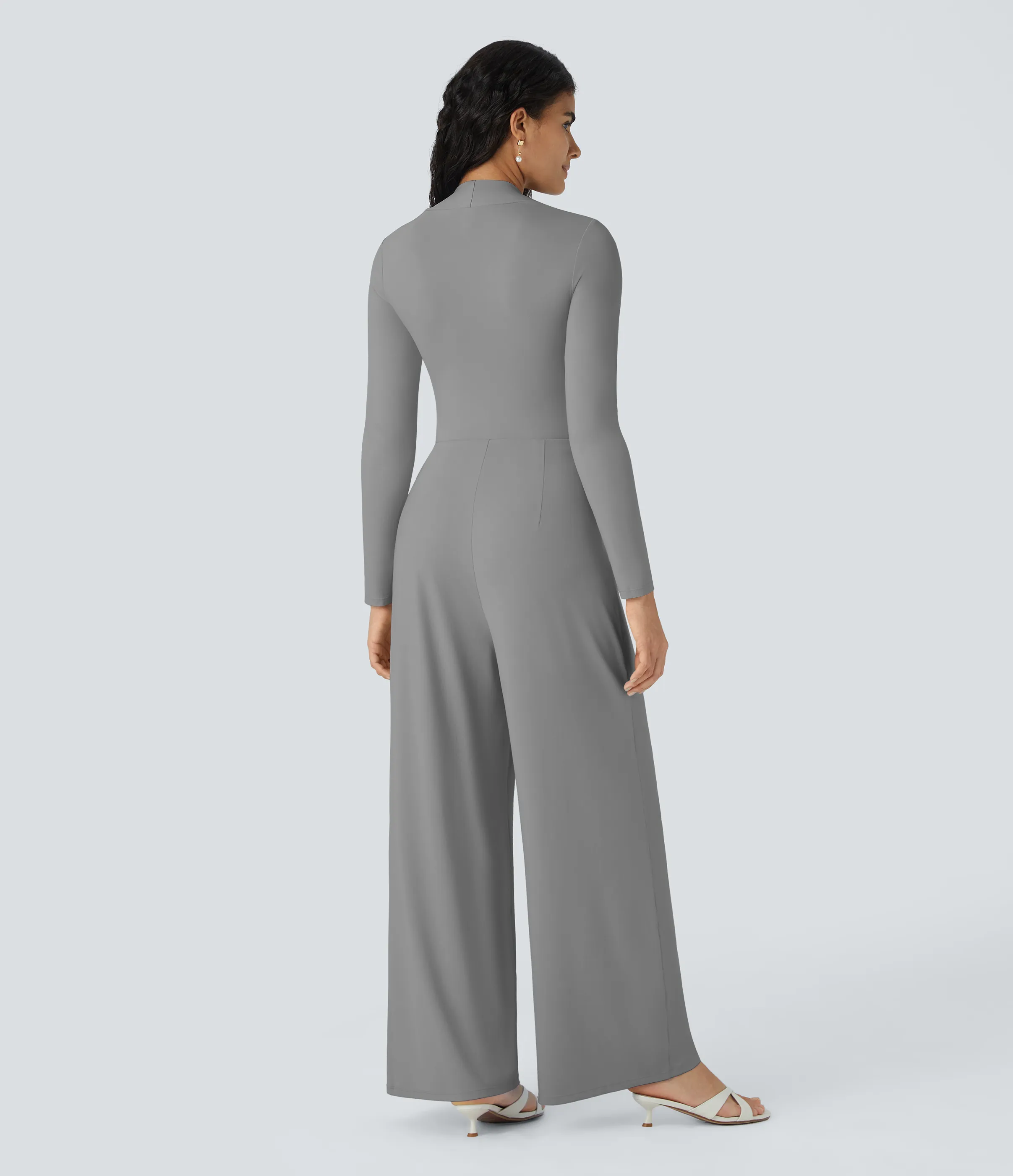 Halara Mono dama honor invitada boda pierna ancha manga larga - Ultimate Gray - S(regular) sold by Halara product image thumbnail 3