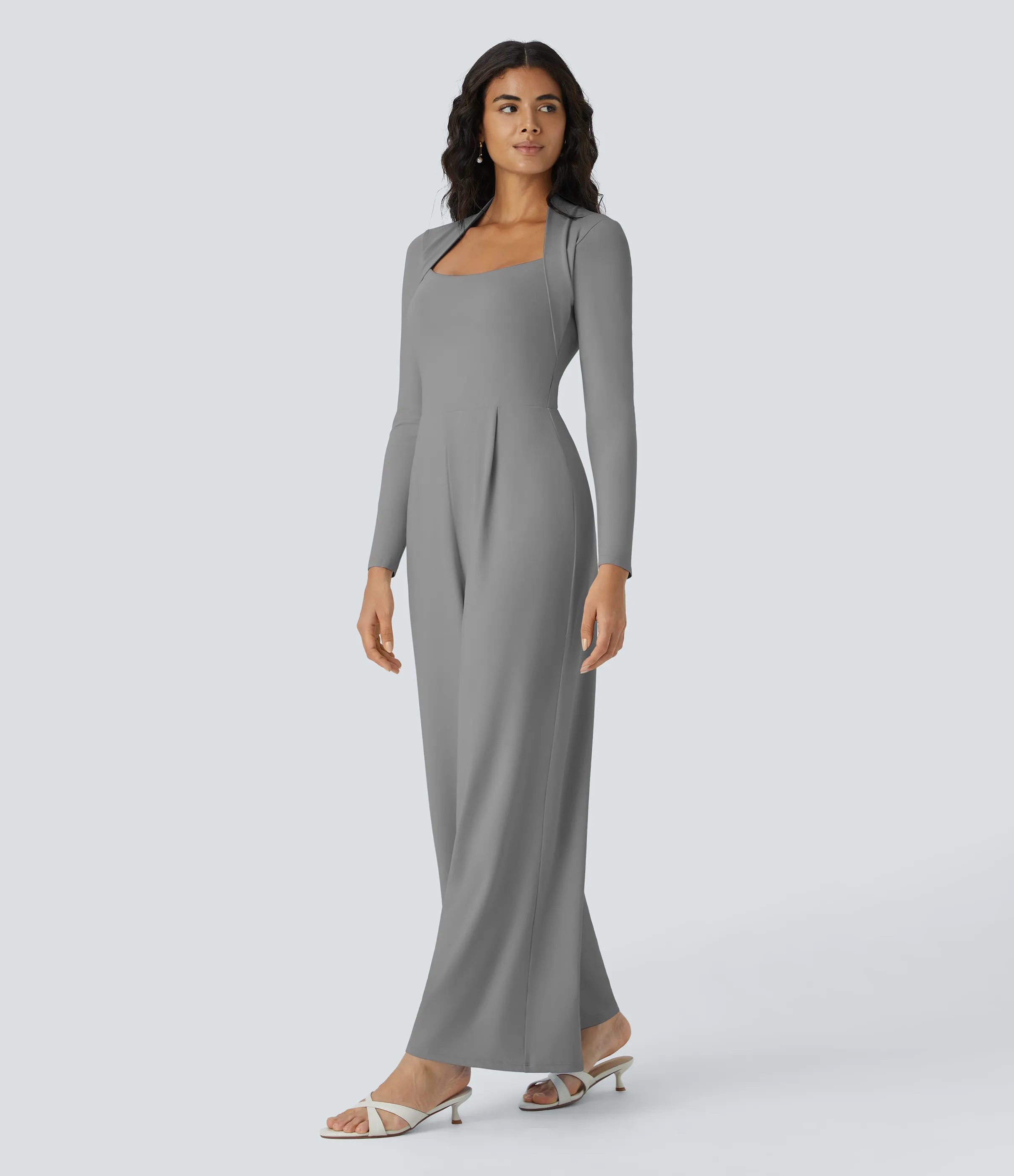 Halara Mono dama honor invitada boda pierna ancha manga larga - Ultimate Gray - S(regular) sold by Halara product image thumbnail 4