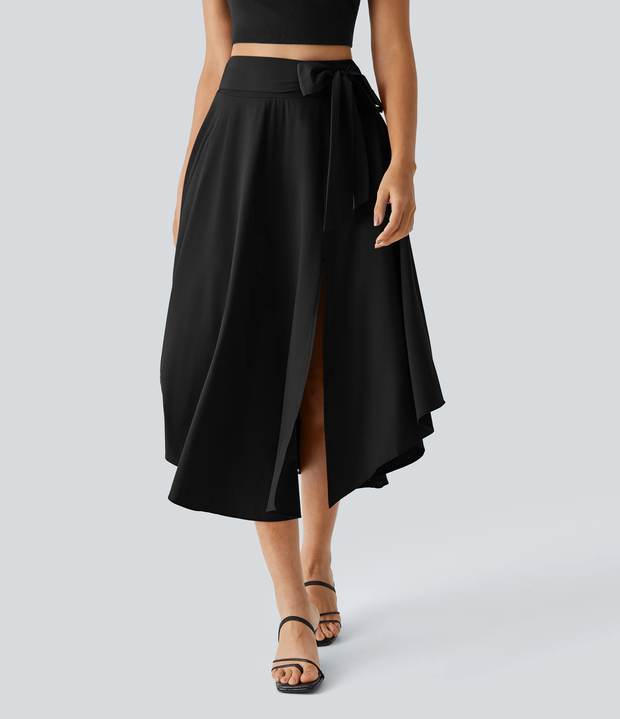 Halara Falda casual midi fluida Breezeful™ 2 en 1 con abertura lateral y tiro alto de secado rápido - Black - L(regular) sold by Halara product image thumbnail 5