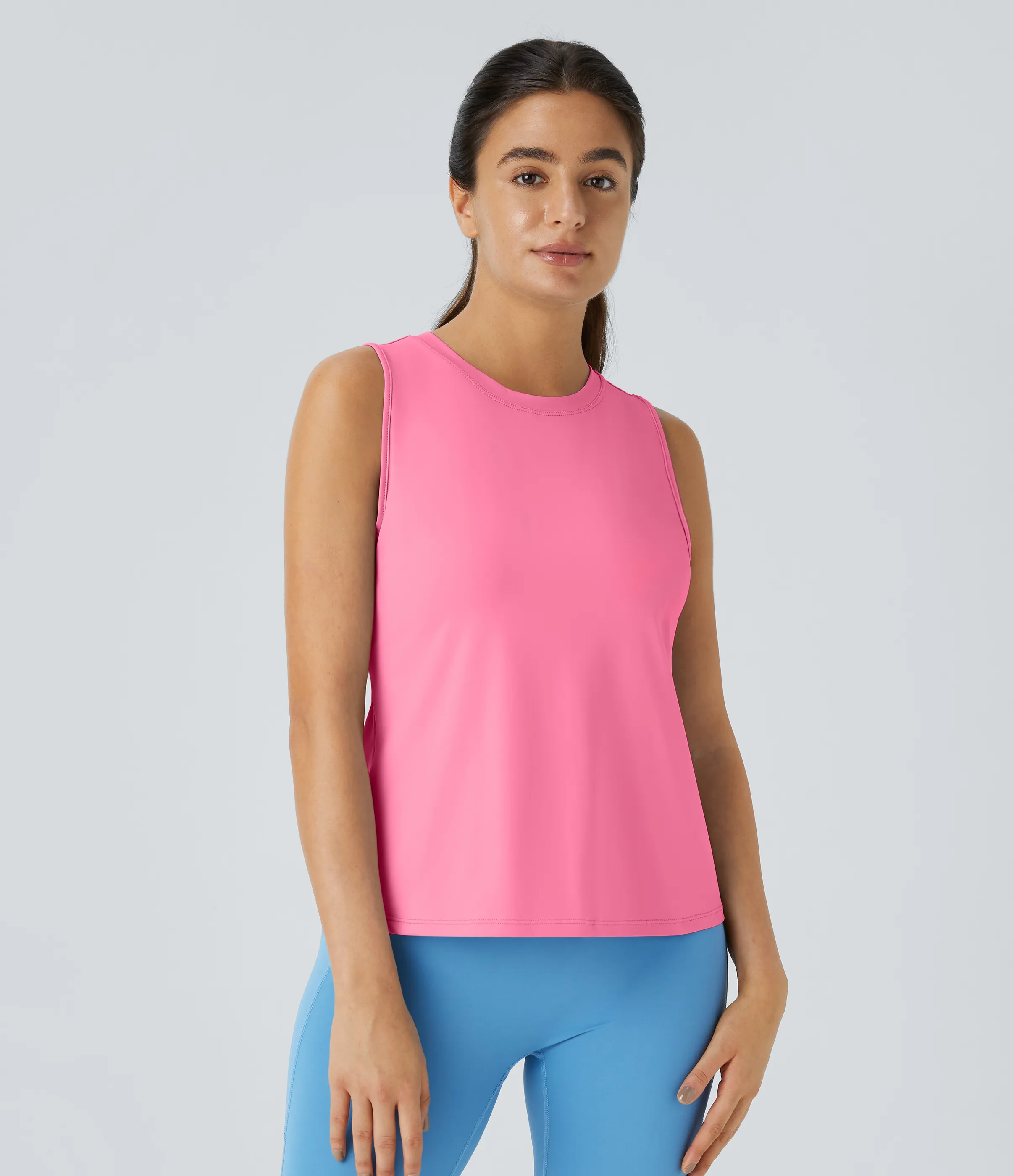 Halara Camiseta sin mangas yoga unicolor dobladillo cruzado abertura - Bubblegum - L sold by Halara product image thumbnail 3