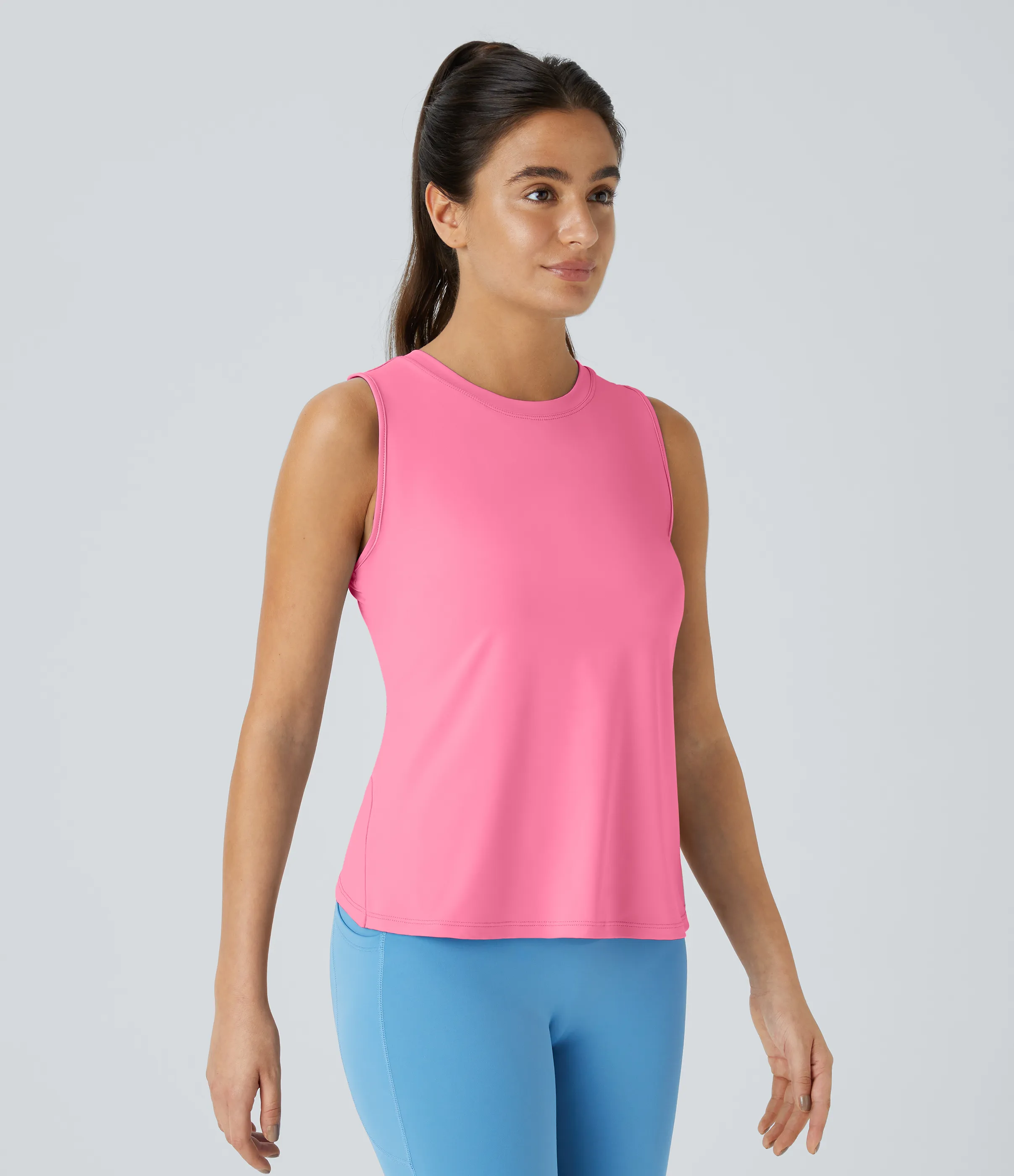 Halara Camiseta sin mangas yoga unicolor dobladillo cruzado abertura - Bubblegum - L sold by Halara product image thumbnail 4
