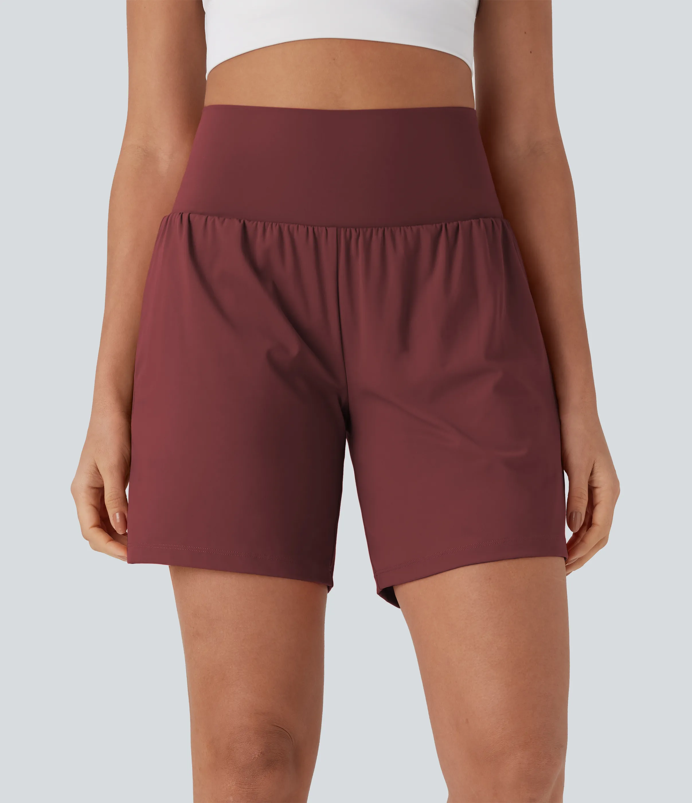 Halara Pantalones cortos de yoga Softlyzero™ Airy 2 en 1 de 17.5cm de tiro alto con tacto fresco y bolsillos - Madder Brown - M sold by Halara product image thumbnail 4