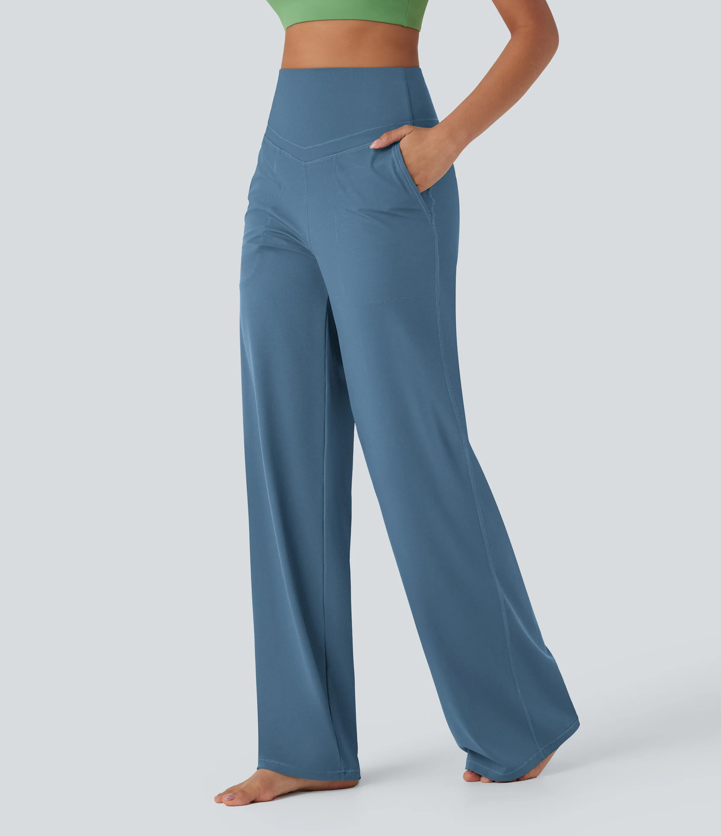 Halara Pantalones de yoga Halara UltraSculpt™ moldeadores de tiro alto con control de abdomen y pierna recta con bolsillos - Whale Blue - XL(regular) sold by Halara product image thumbnail 4