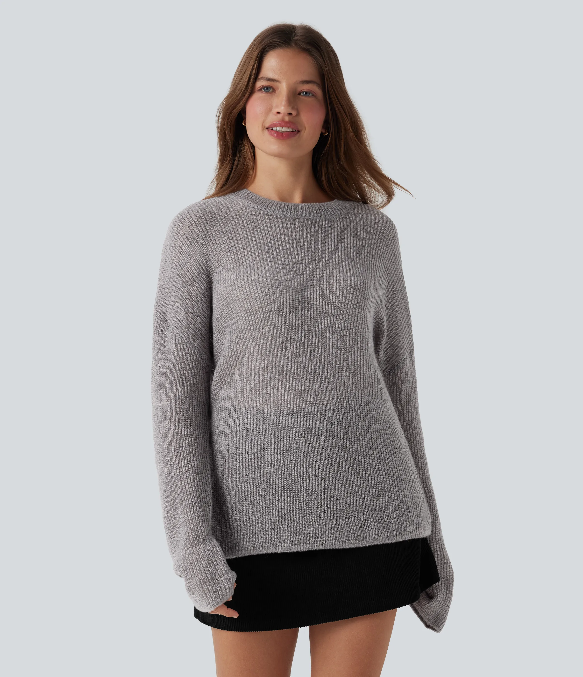 Halara Suéter casual de manga larga con hombros caídos - Grey - XL sold by Halara product image thumbnail 2